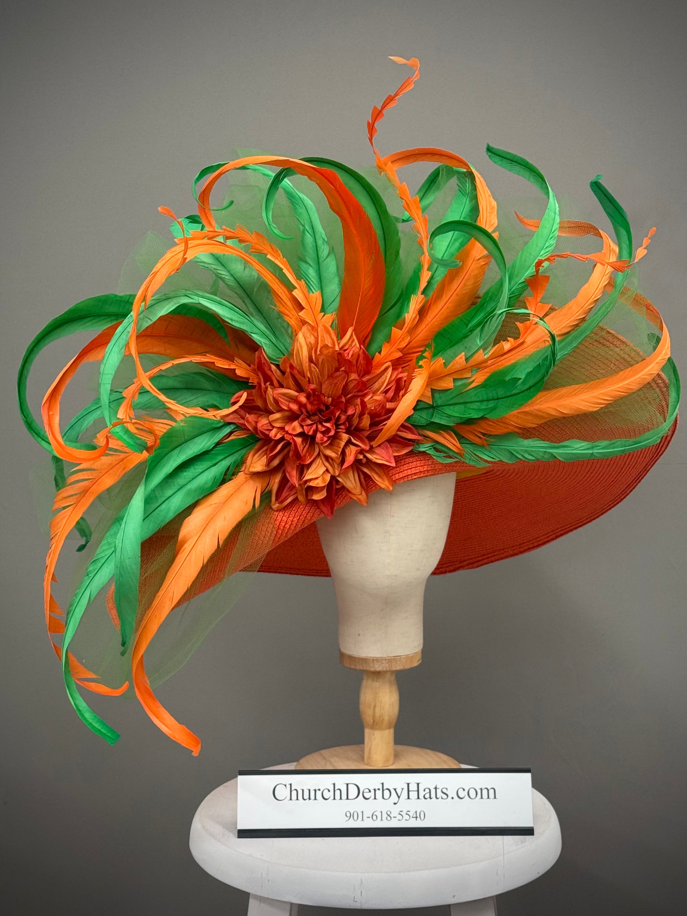 Sherry Orange Green - Kentucky Derby Hat