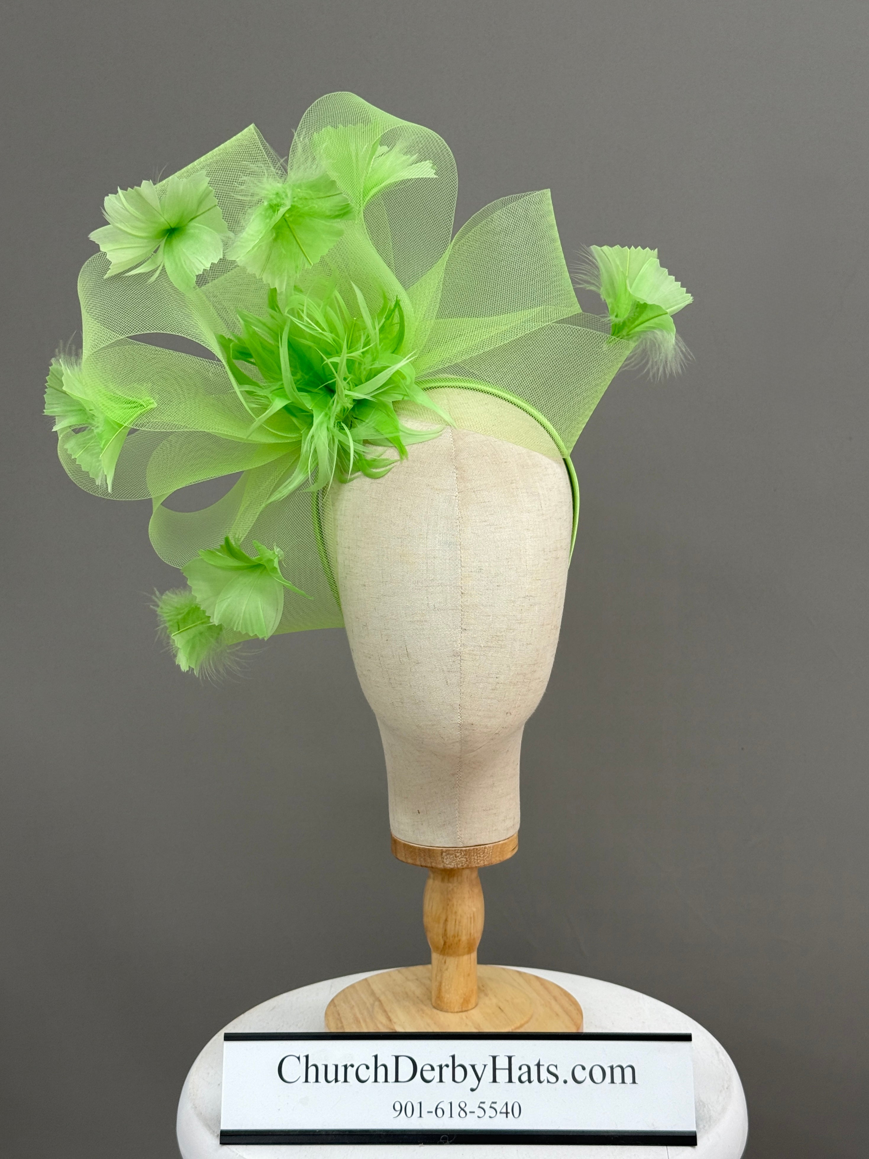 Linda Lime Green - Kentucky Derby Hat