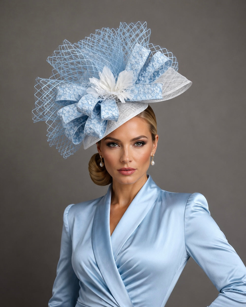 Misty Blue Fascinator - Kentucky Derby Church Hat