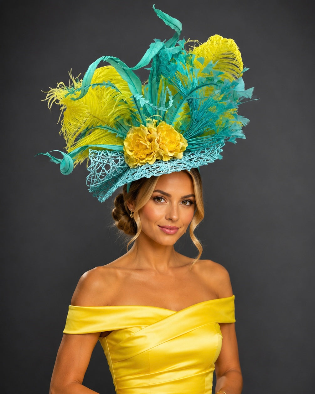 Sis Yellow Blue Fascinator - Kentucky Derby Hat
