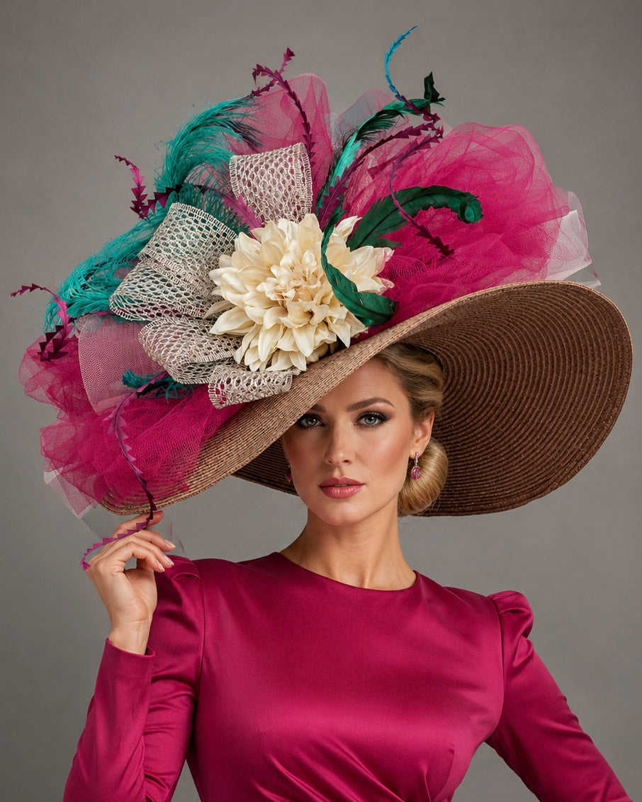 Michelle Brown Maroon - Kentucky Derby Hat - Church Hat