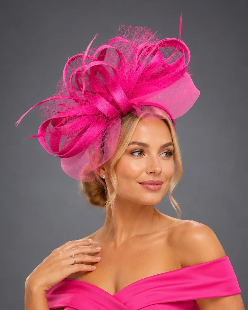 Bridget Hot Pink Fascinator - Church Derby Hat