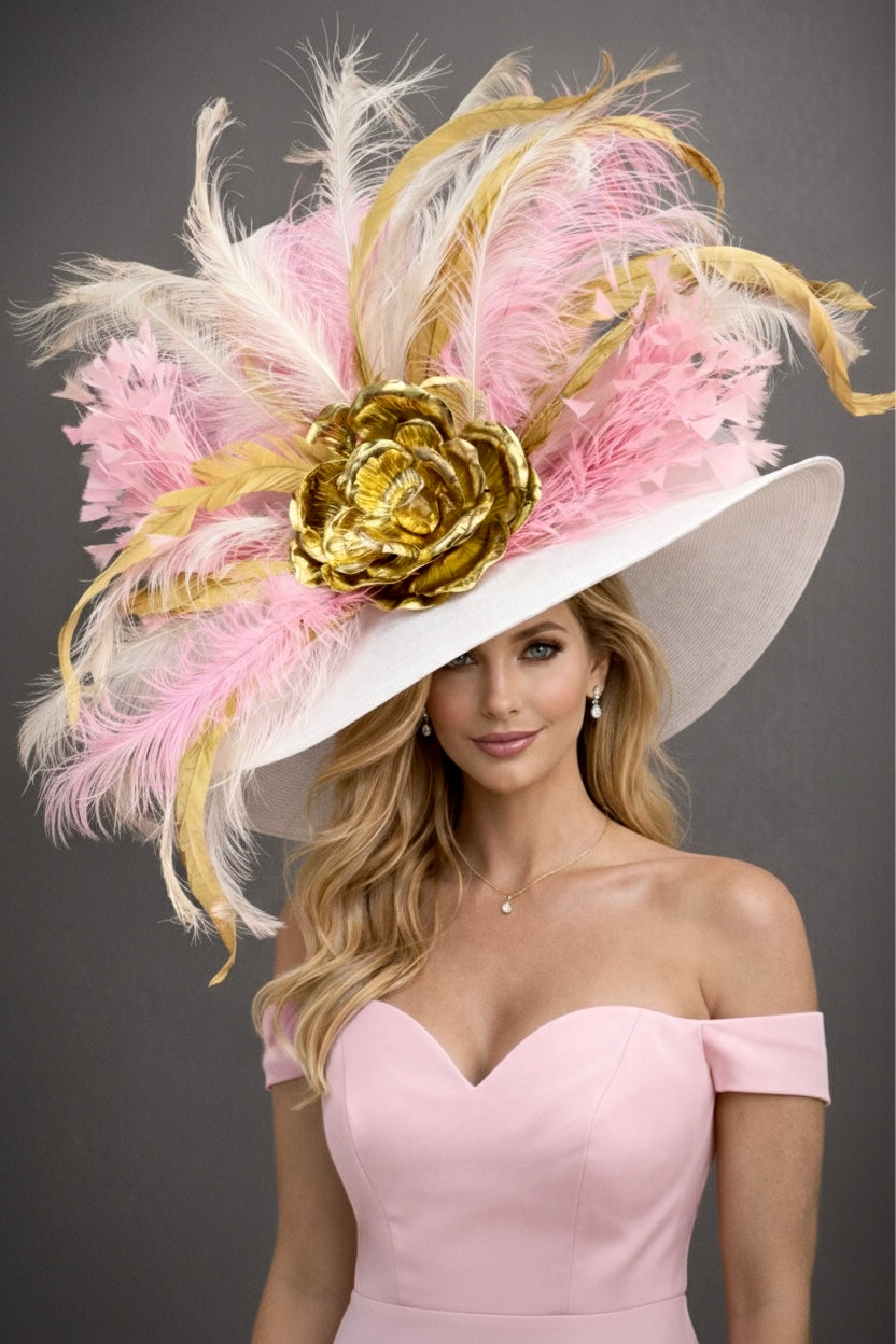 Pink Ice Gold - Kentucky Derby Hat