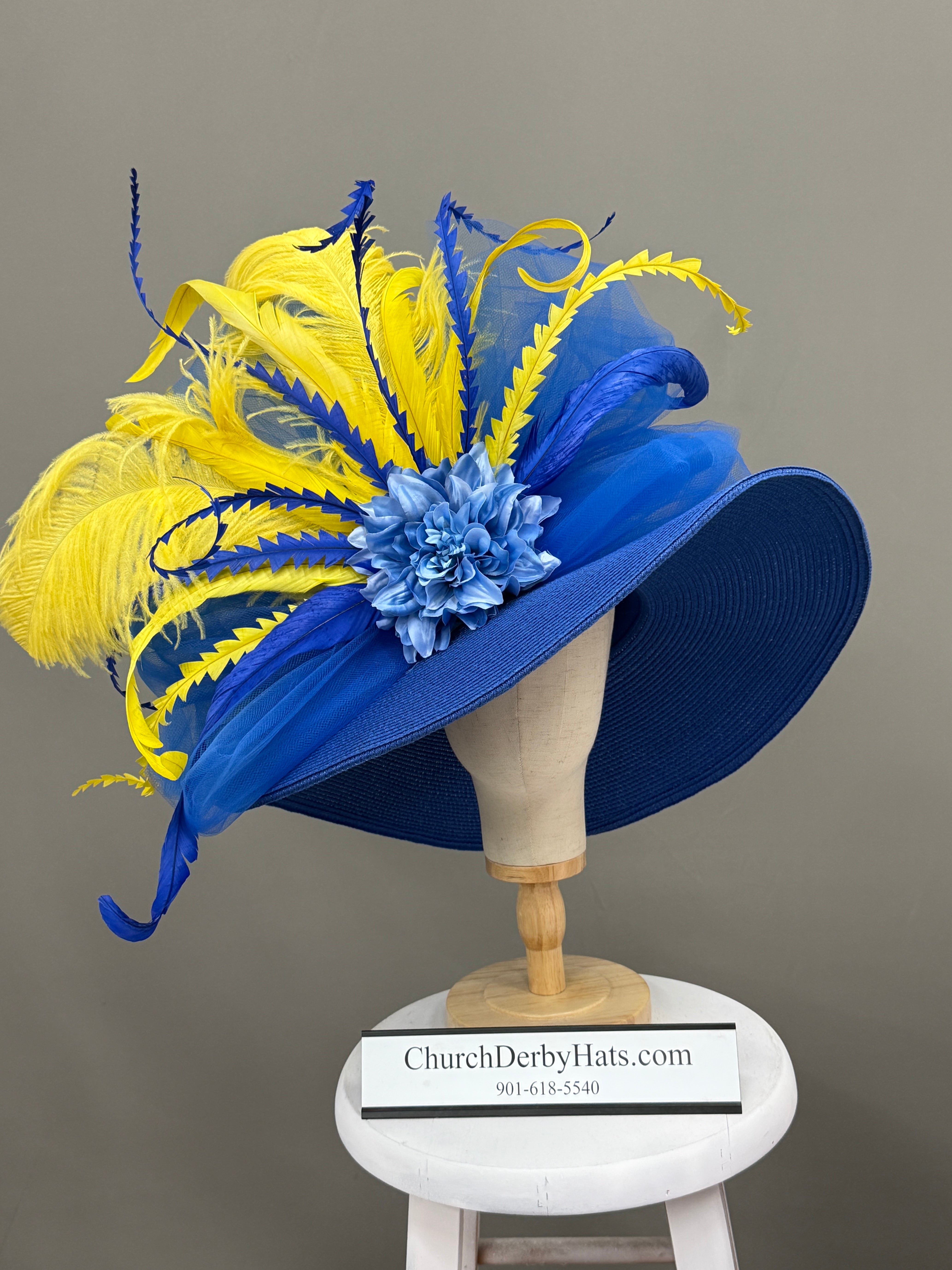 Michelle Blue Yellow - Kentucky Derby Hats