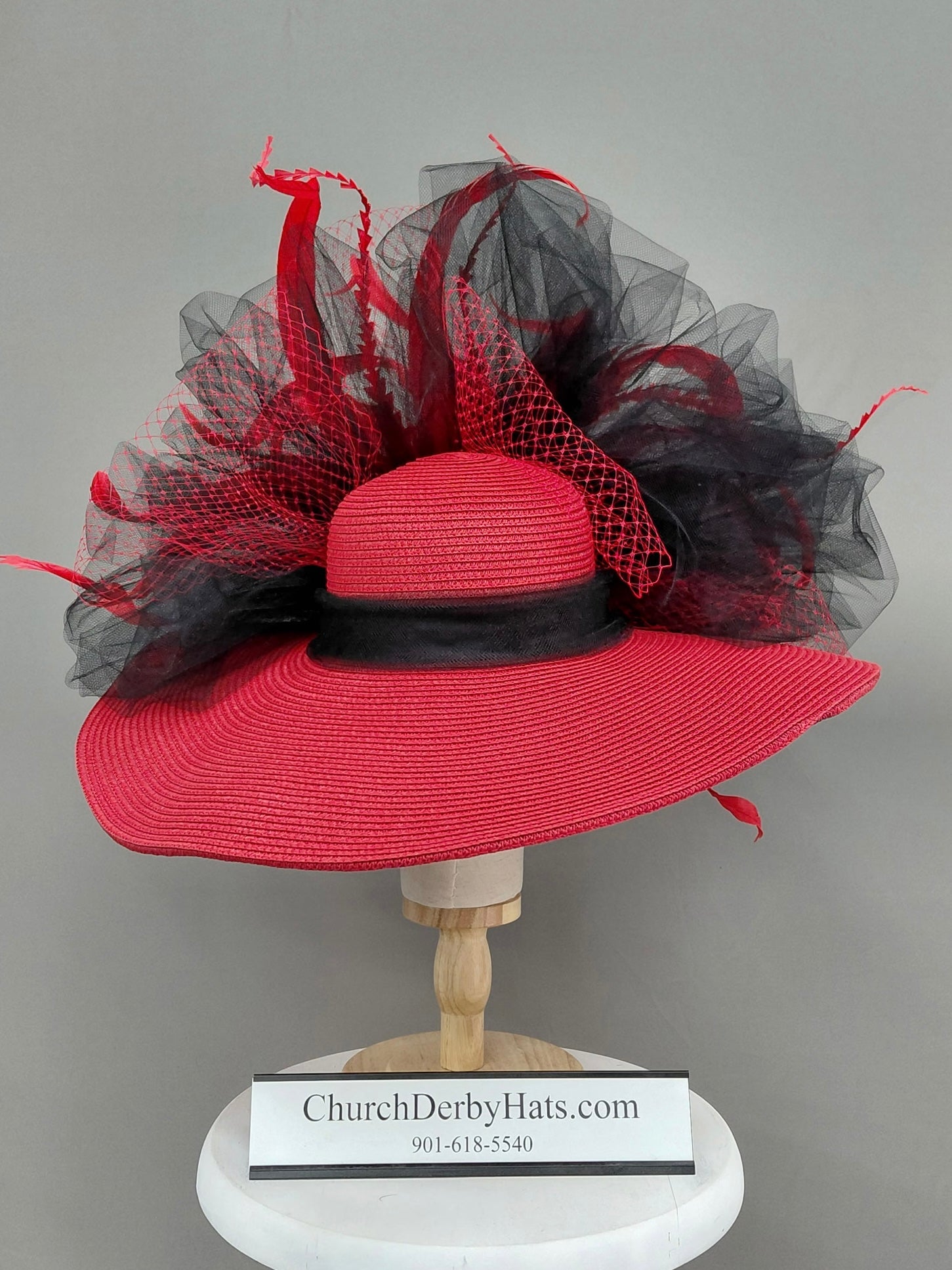 Hannah Red Black - Church Derby Hat