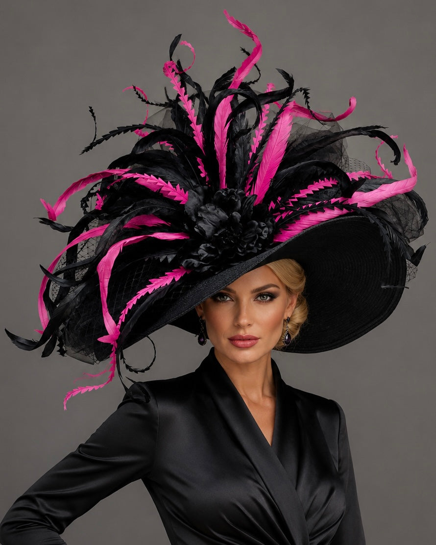 Olivia Black Pink - Kentucky Derby Hat