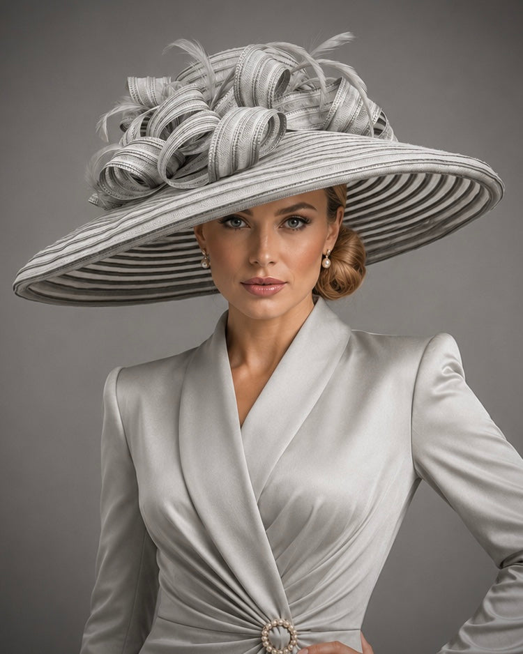 Gray Lampshade Horsehair Wide Brim Hat