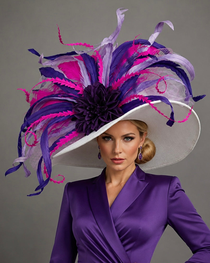 Iena Pink Purple White - Kentucky Derby Hat