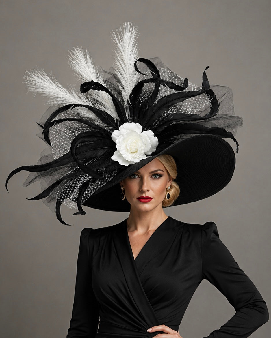 Kiera Black White - Kentucky Derby Hat
