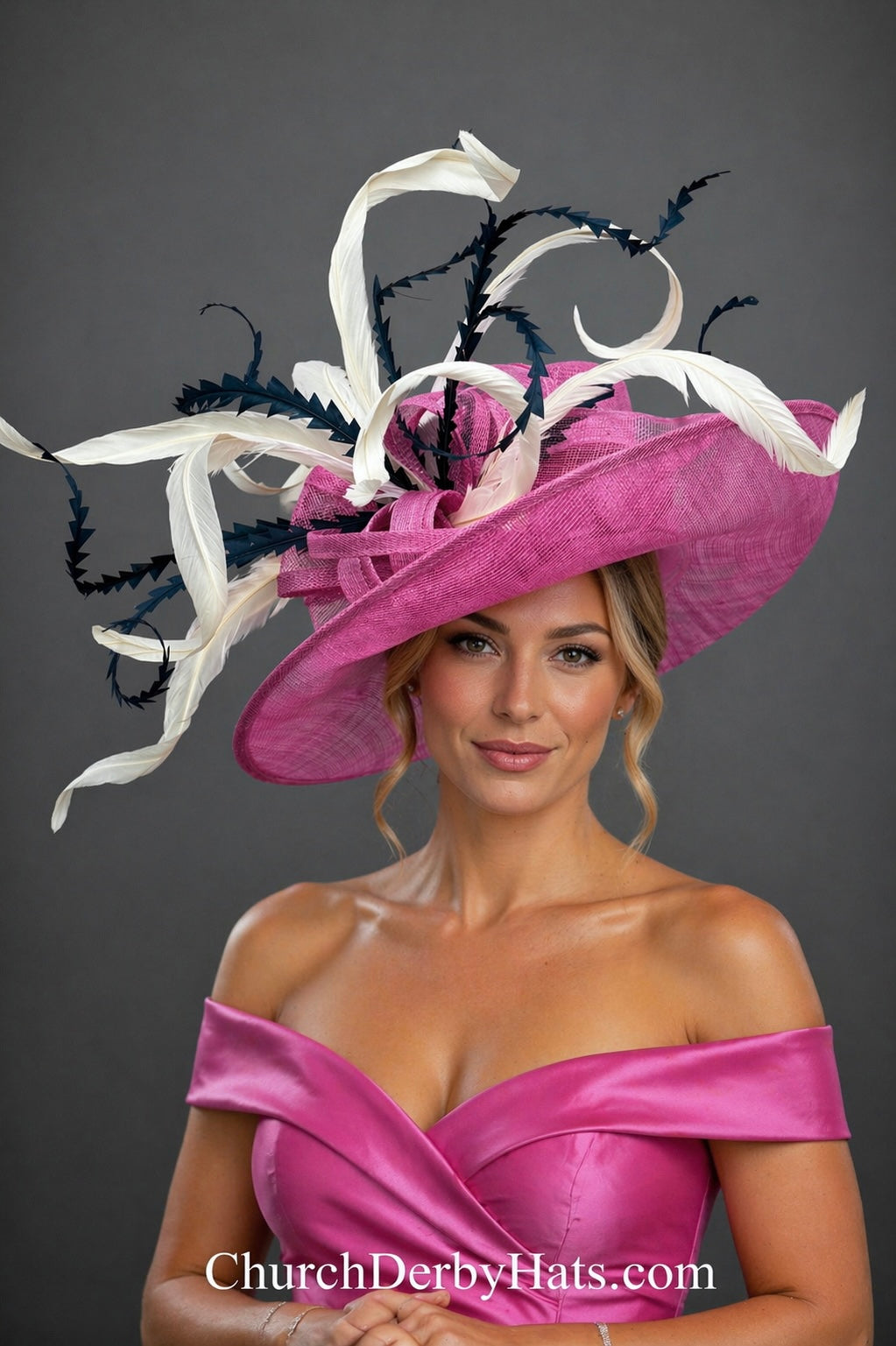 Amanda Pink Black Ivory - Kentucky Derby Hat