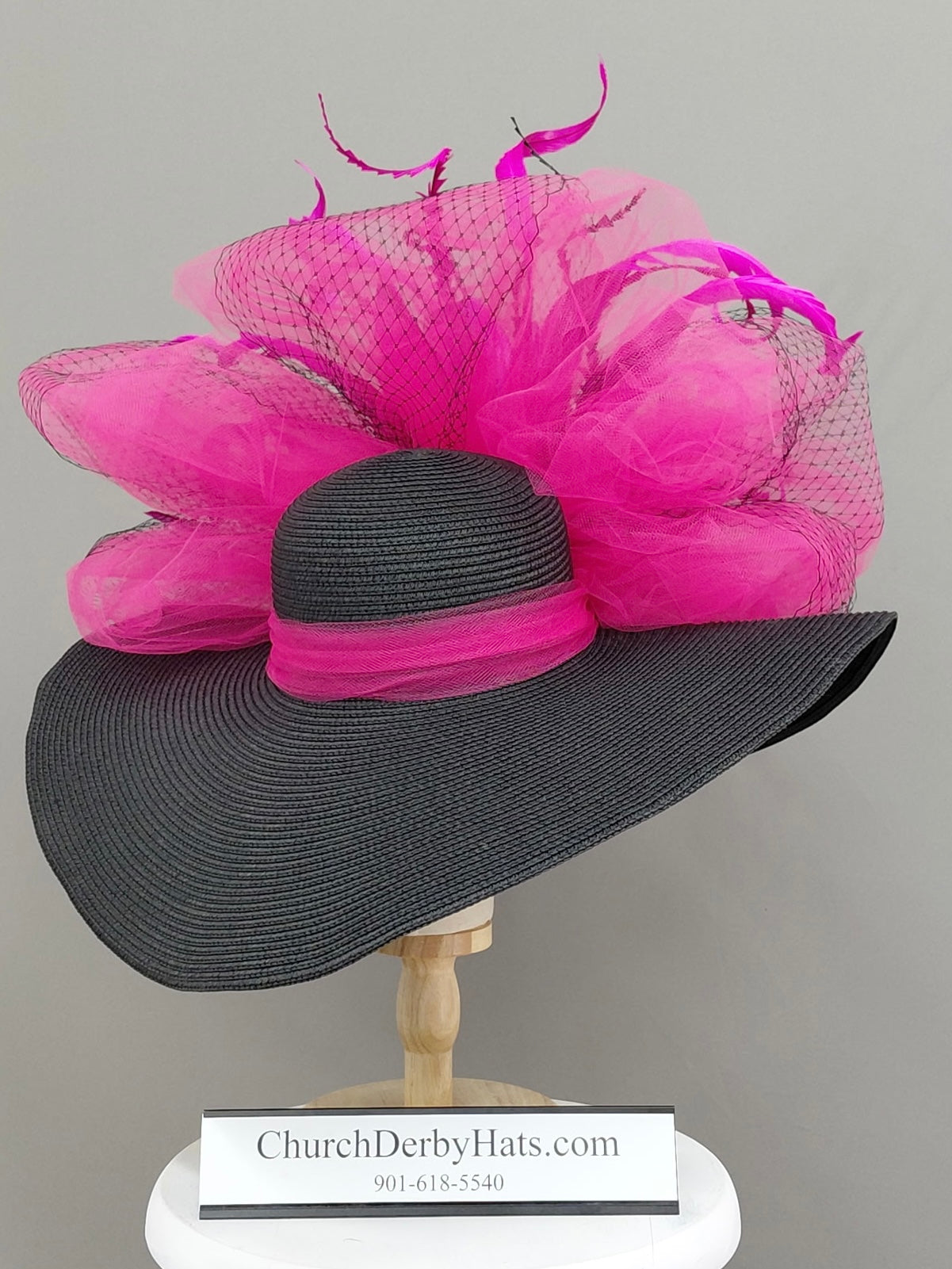 Posh Pink Black - Kentucky Derby Hat