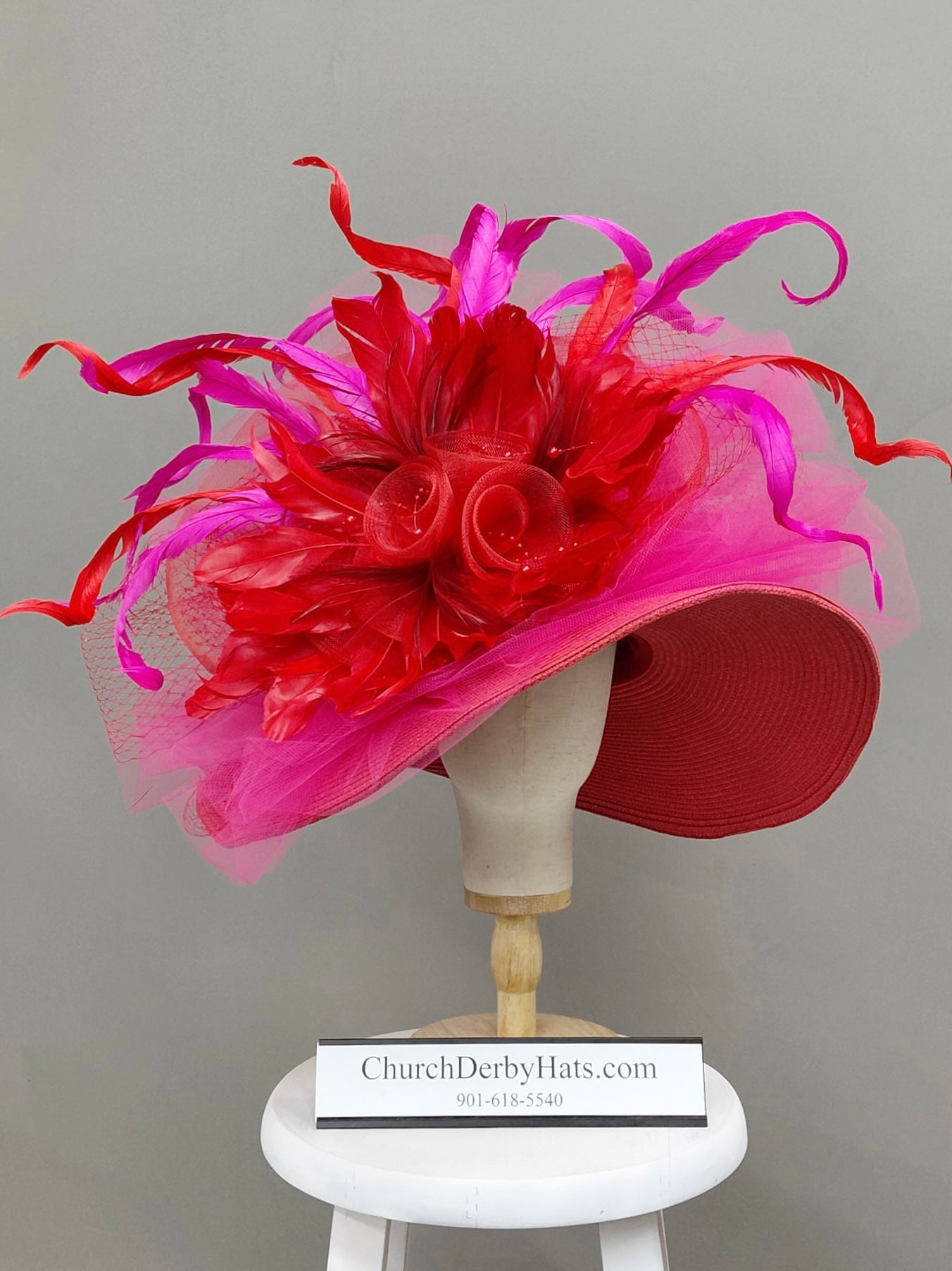 Jugi Red Fuchsia - Kentucky Derby Hat