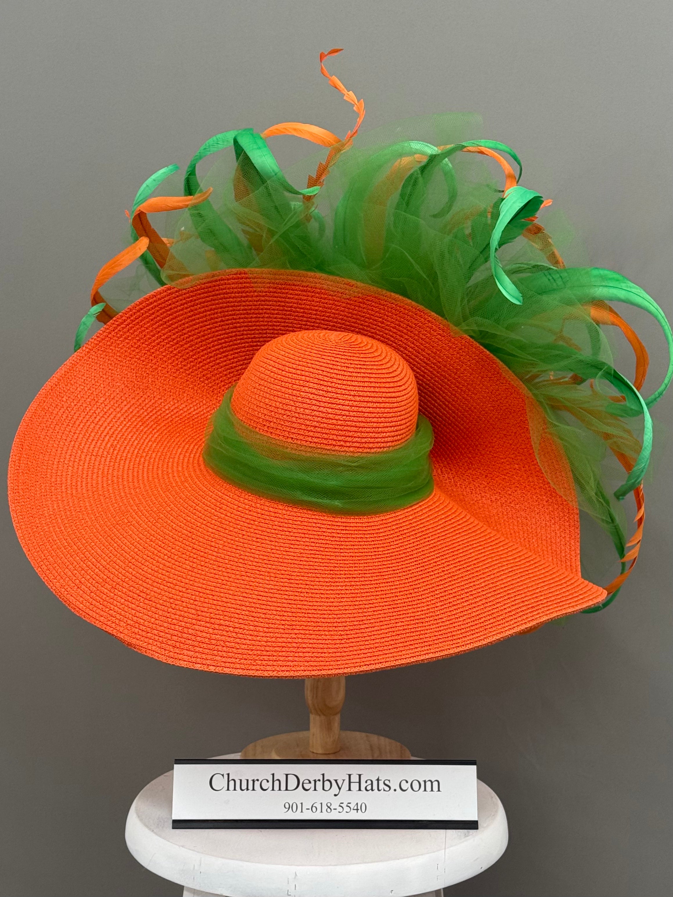 Sherry Orange Green - Kentucky Derby Hat