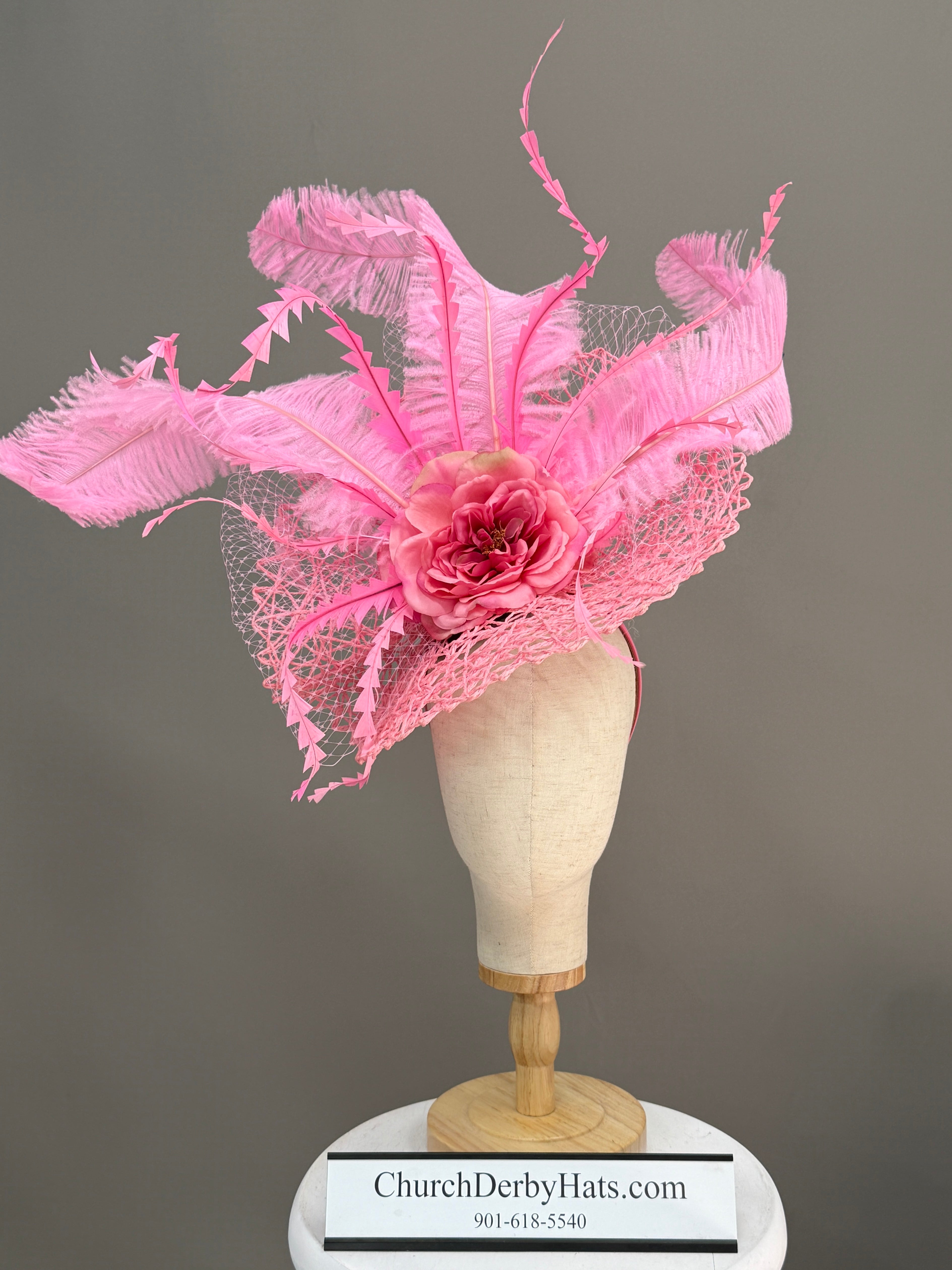 Macey Pink Fascinator - Kentucky Derby Hat