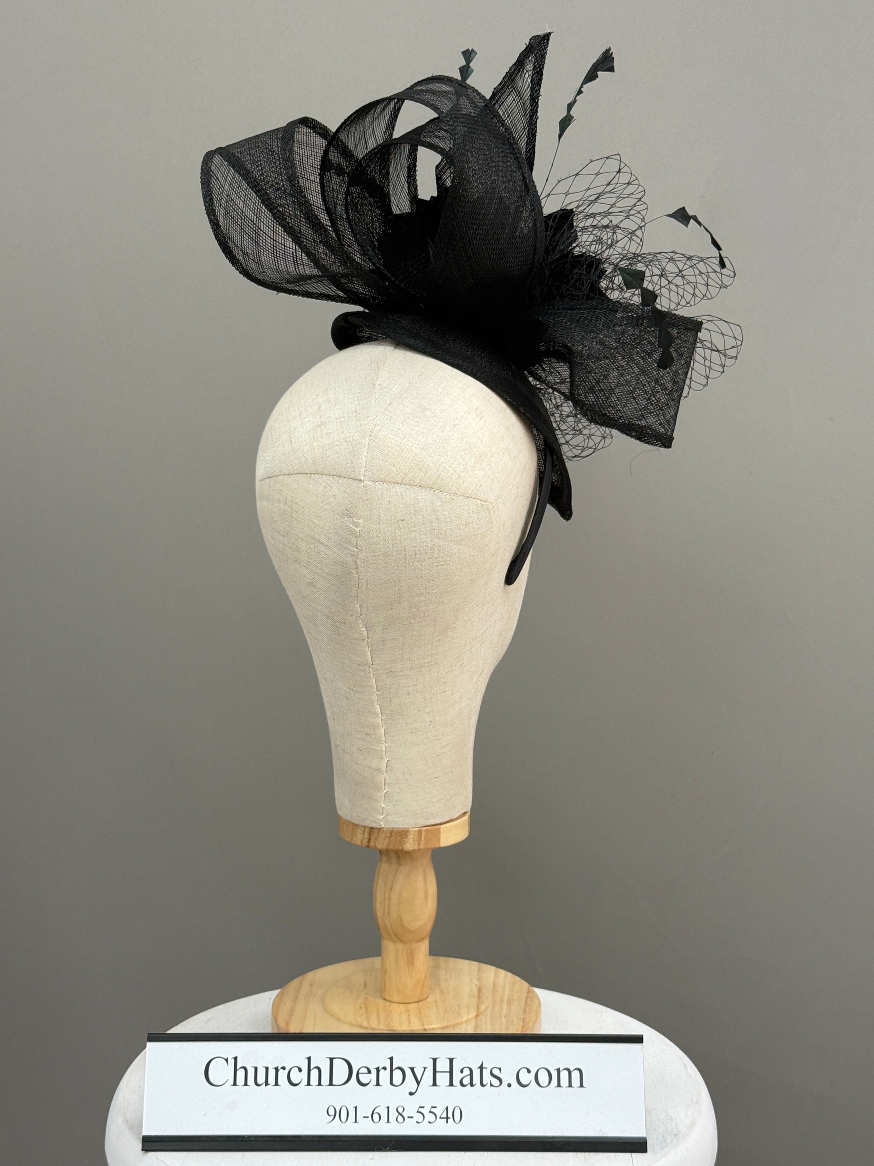 Old Hollywood Fascinator Black - Kentucky Derby Hat