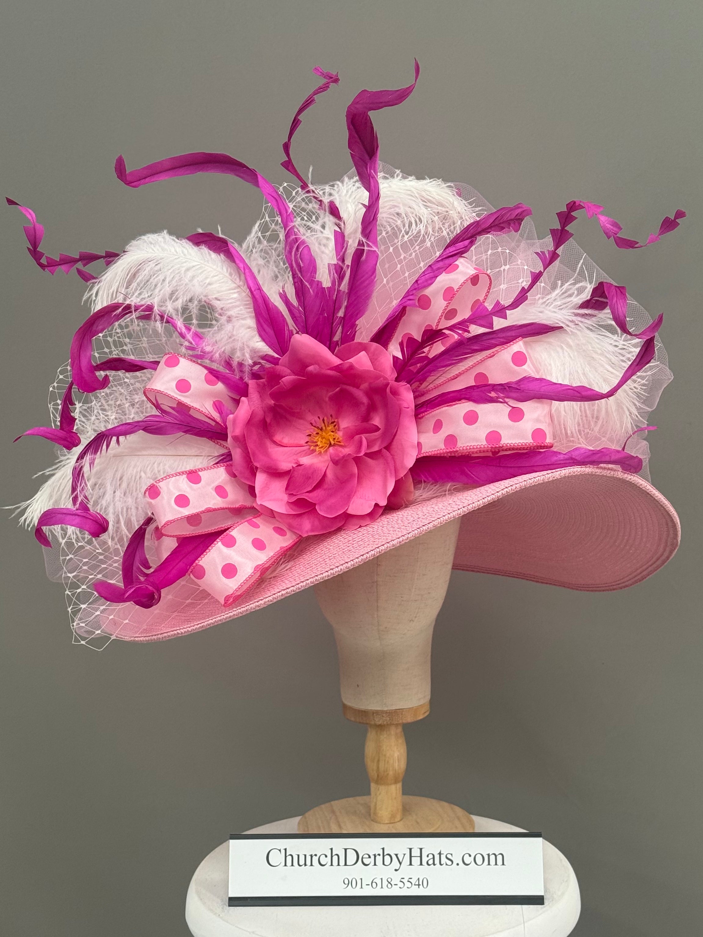 Christy - Pink Kentucky Derby Hat - Church Hat