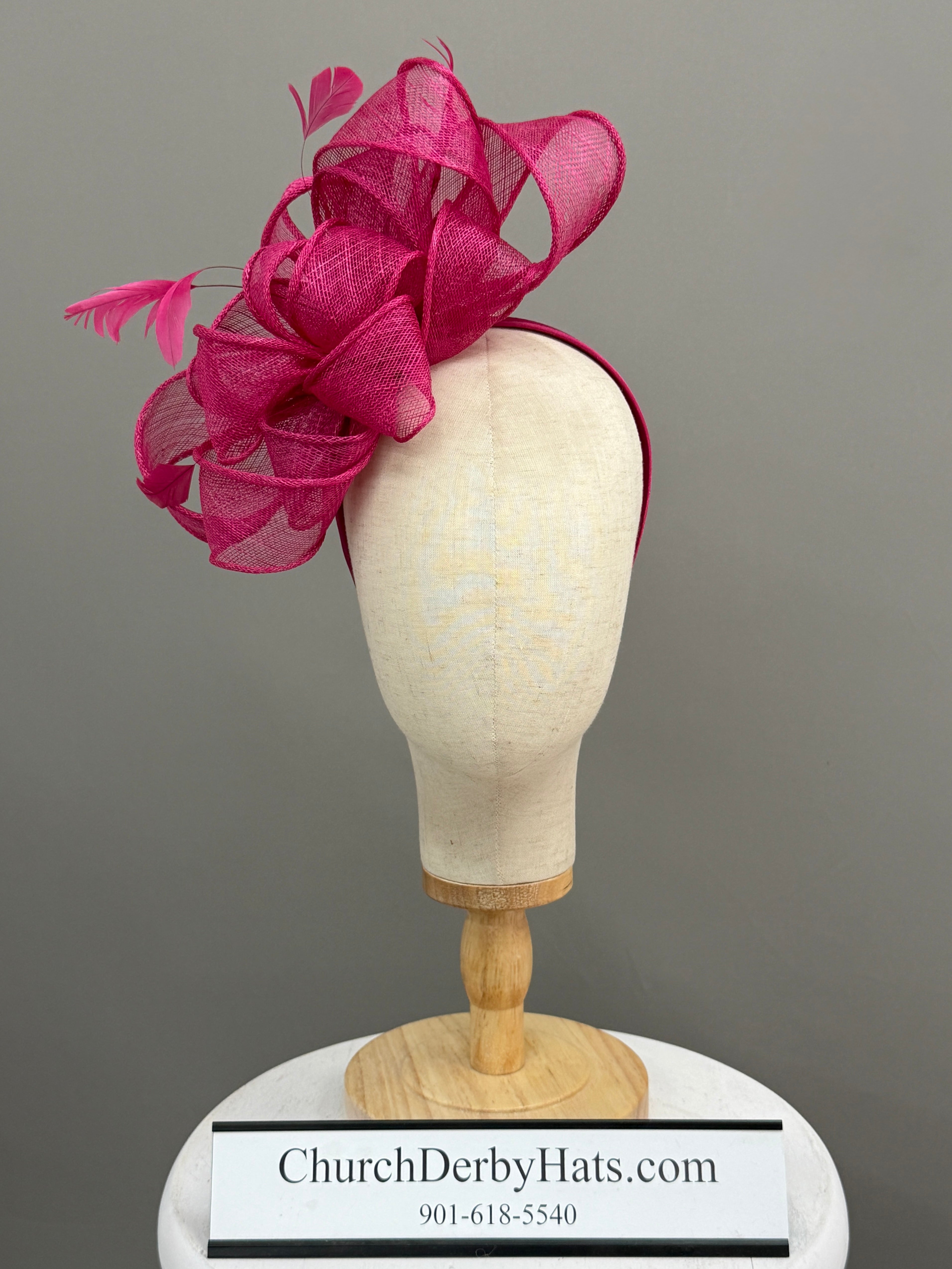 Raspberry Fascinator - Church Derby Hat