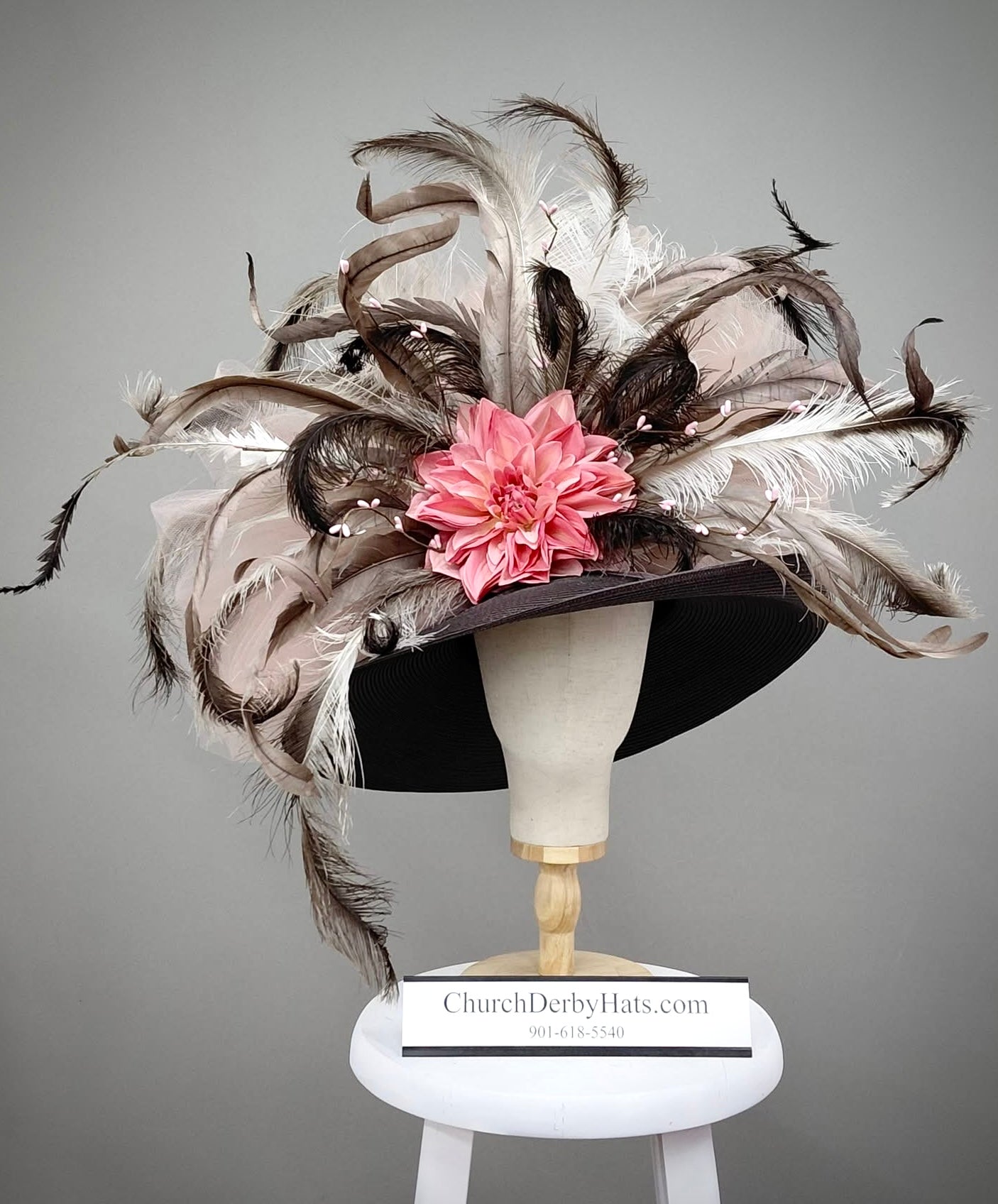 Pricilla - Kentucky Derby Hat Brown Pink
