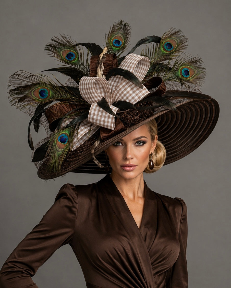 Brandi Brown Peacock - Kentucky Derby Hat