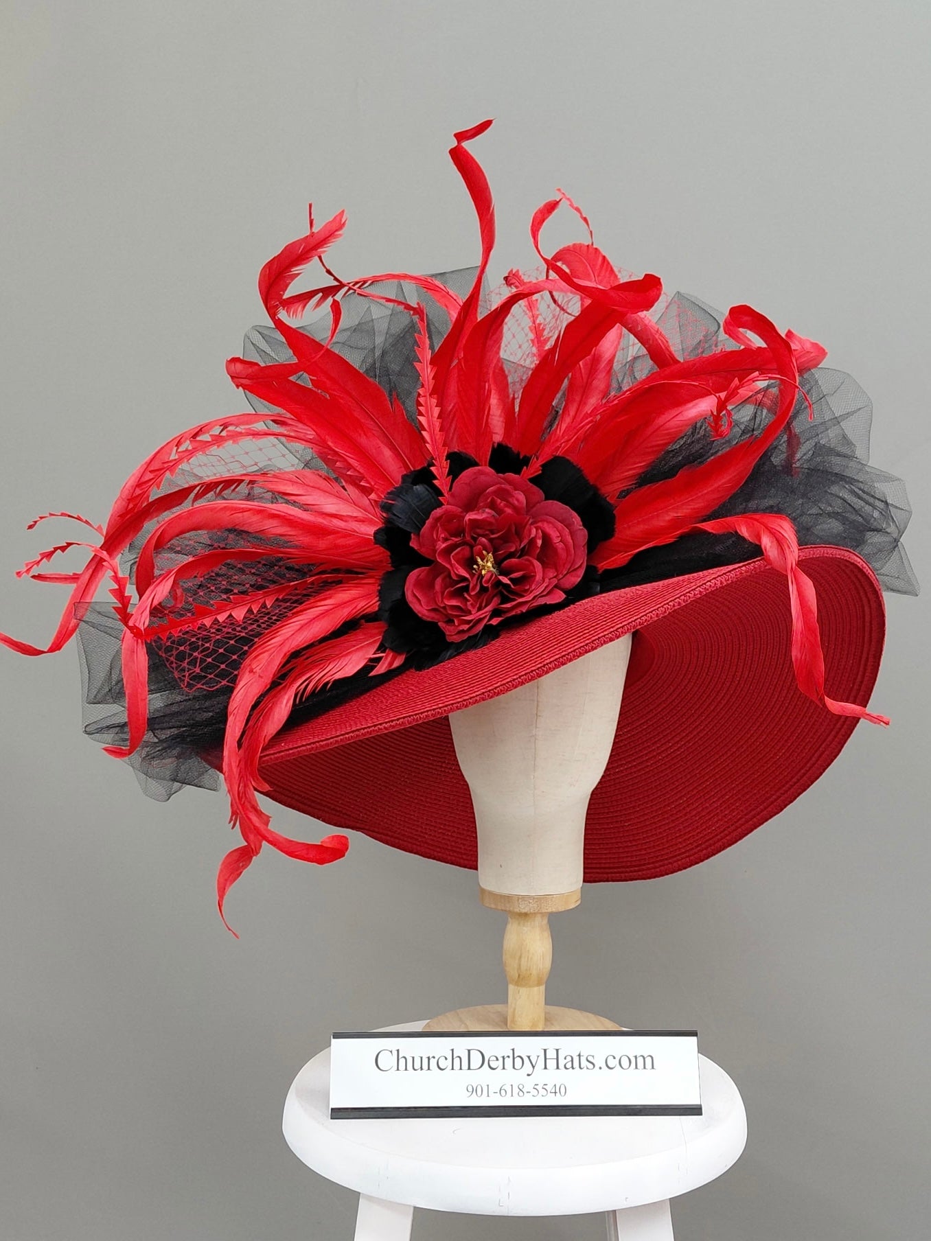 Hannah Red Black - Church Derby Hat