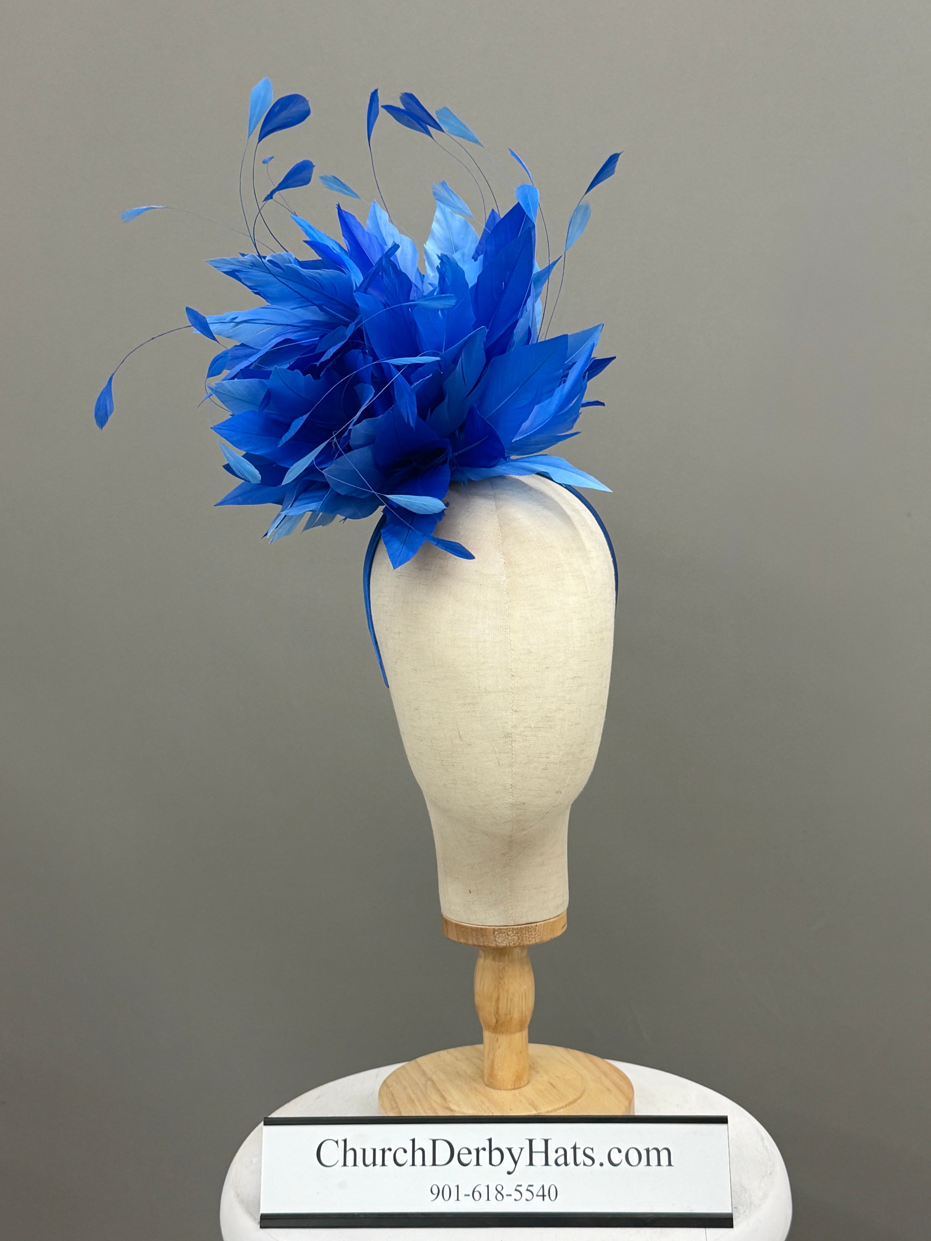 Royal Blue Feathered Fascinator