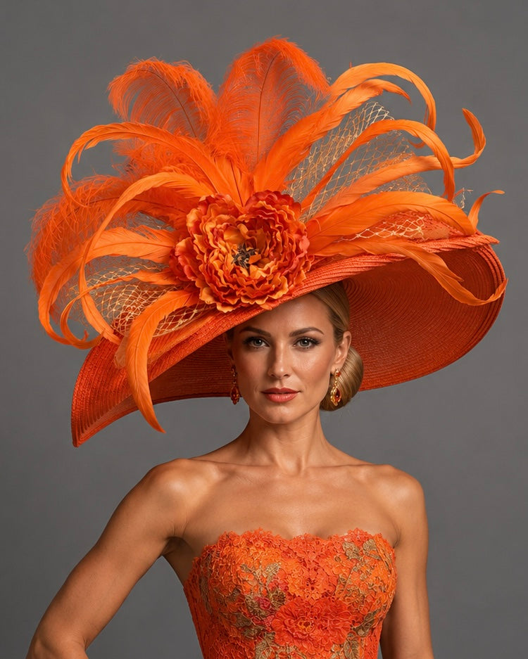 Orange Kentucky Derby Hat - Church Derby Hat