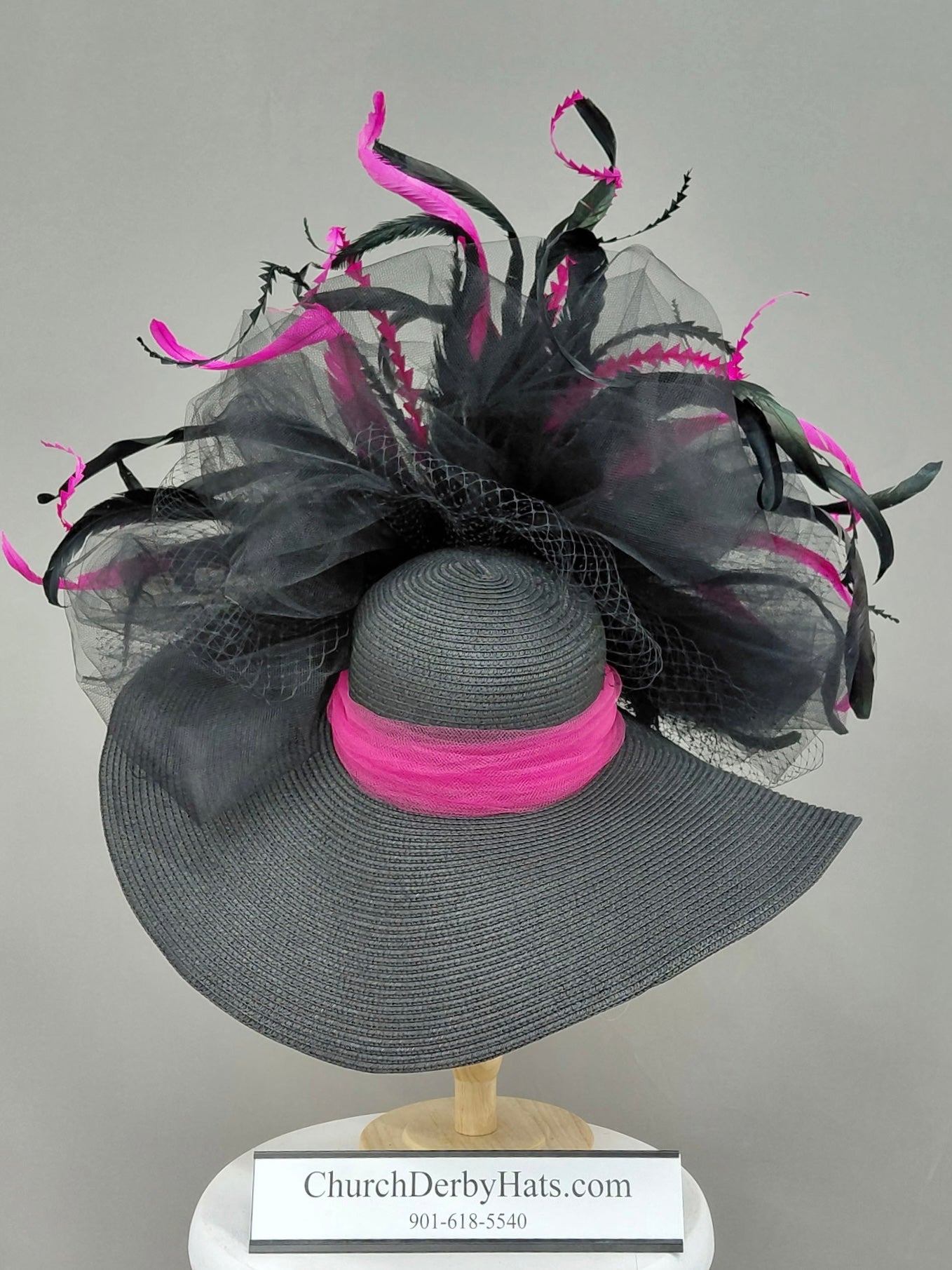 Olivia Black Pink - Kentucky Derby Hat