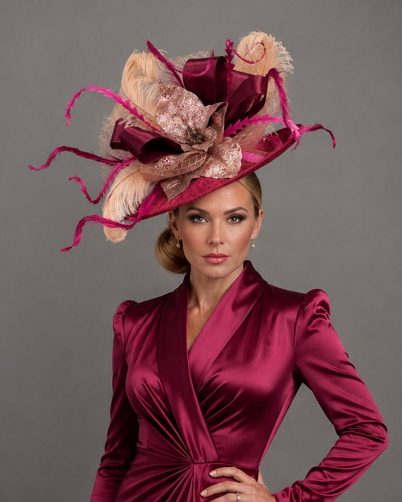 Merlot Fascinator - Kentucky Derby Hat