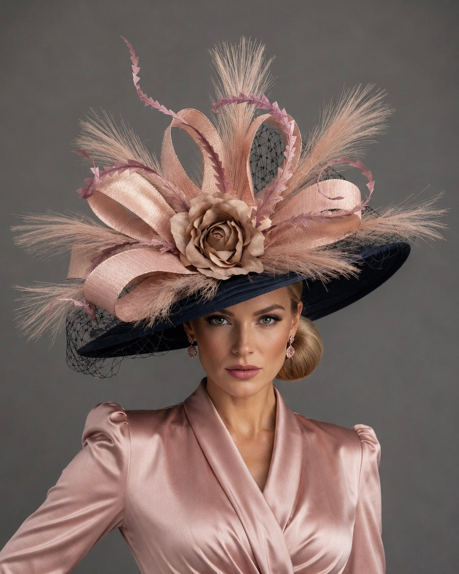 Blush Navy Blue - Kentucky Derby Hat