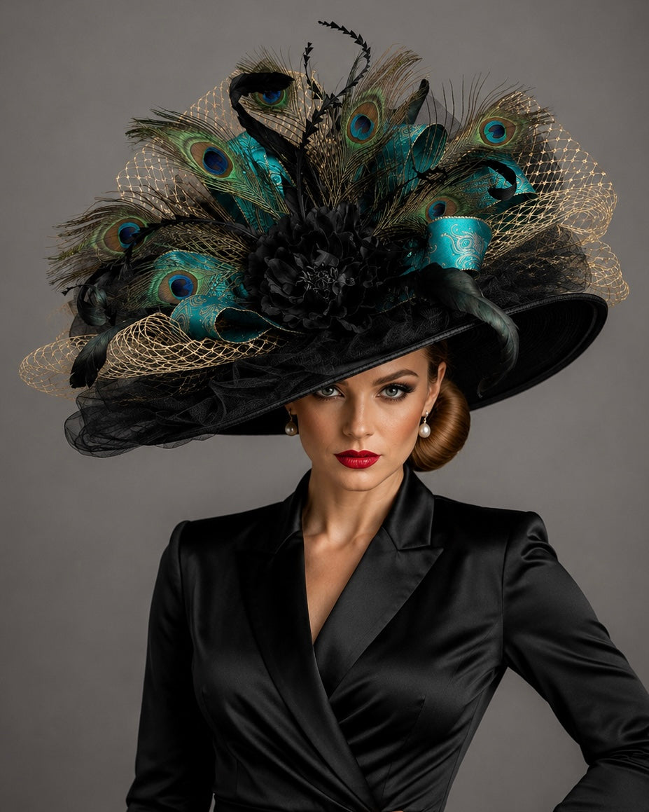 Amarillo - Black Teal Kentucky Derby Hat