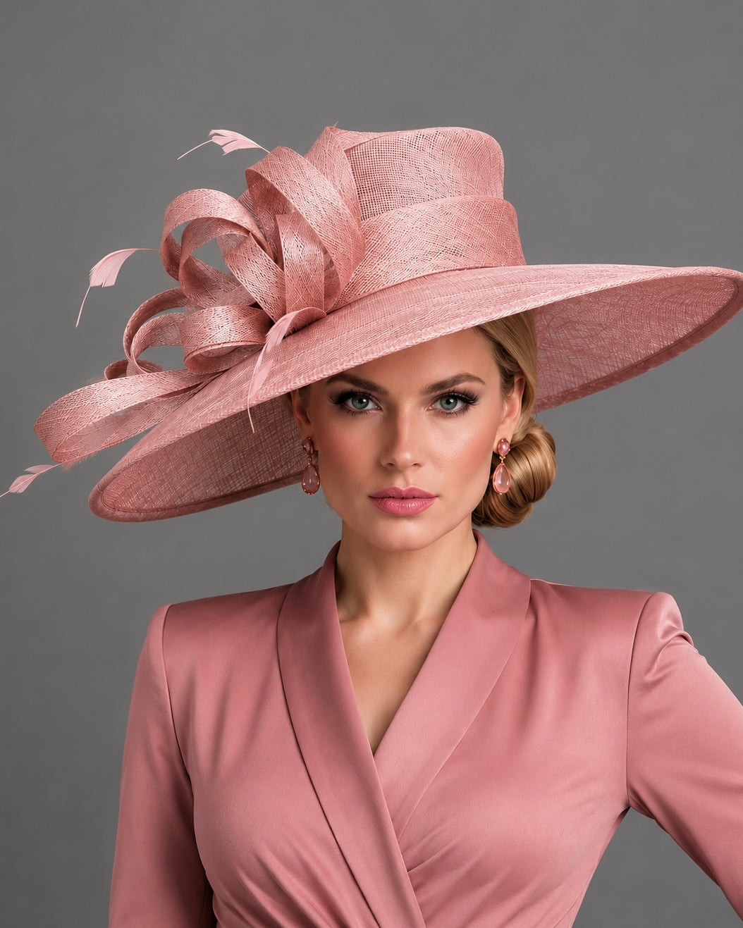 Blush Pink Sinamay - Church Derby Hat