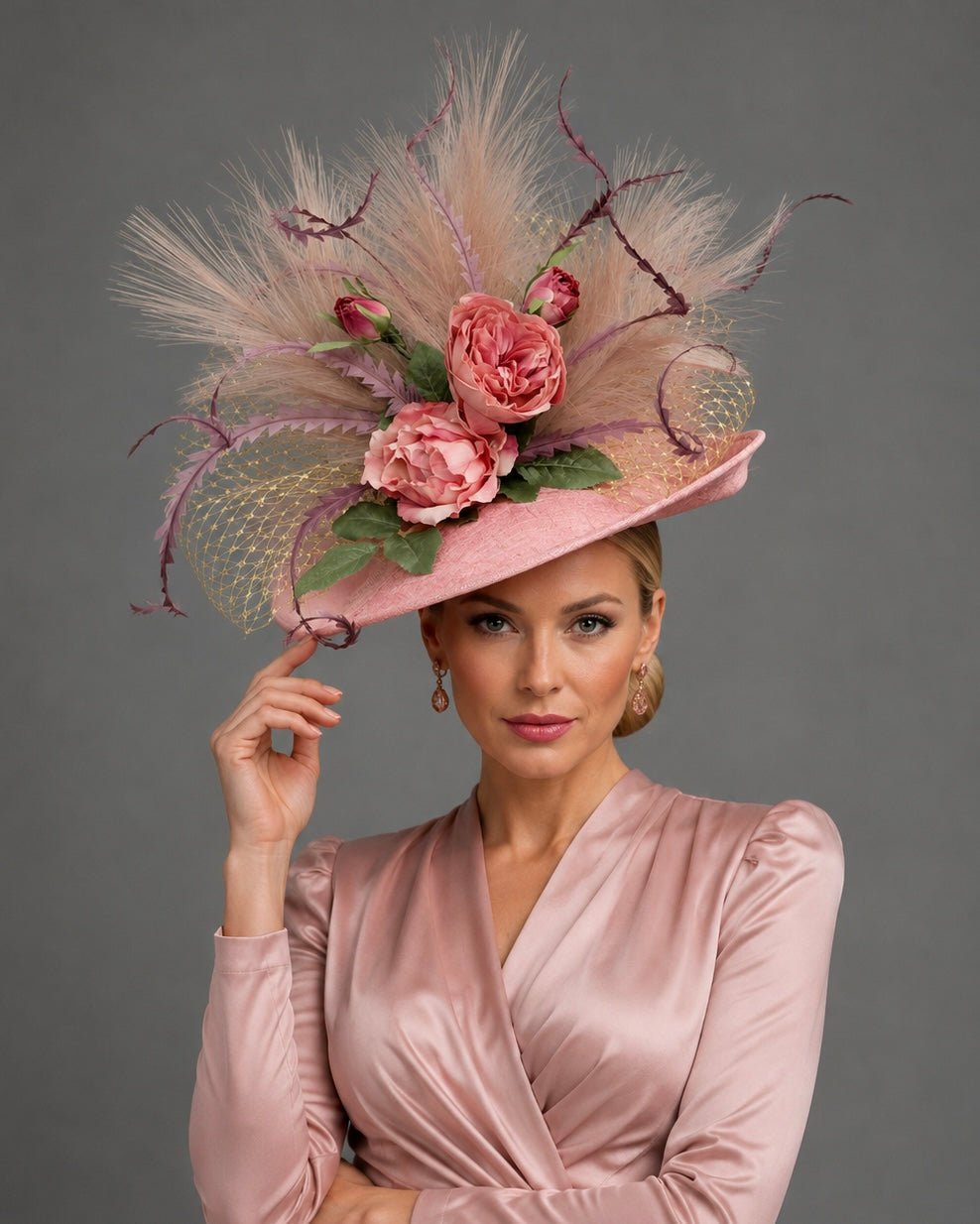 English Rose Fascinator on Headband