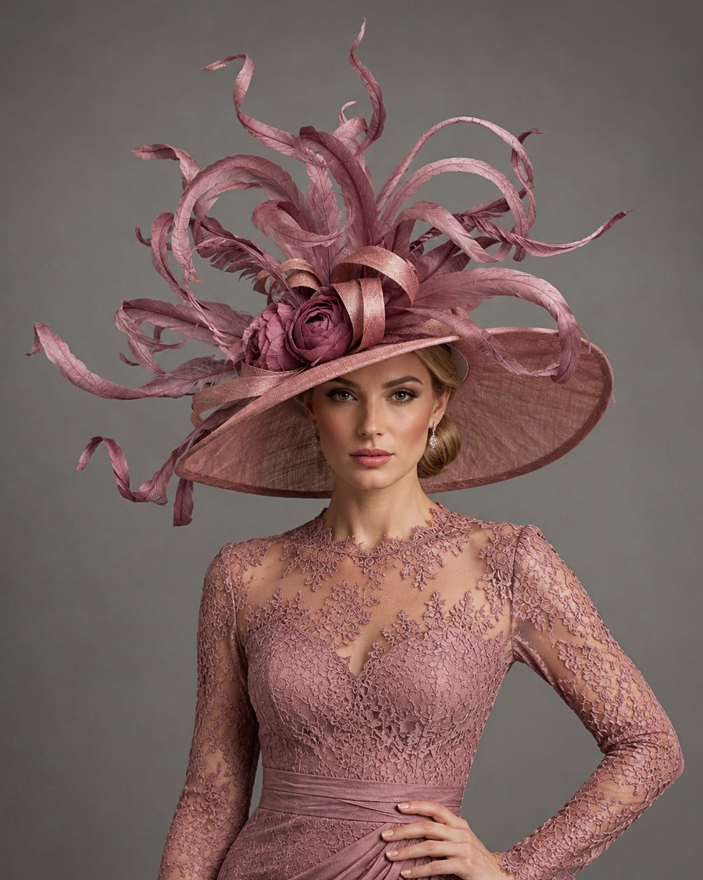 Blush and Mauve Sinamay - Church Derby Hat