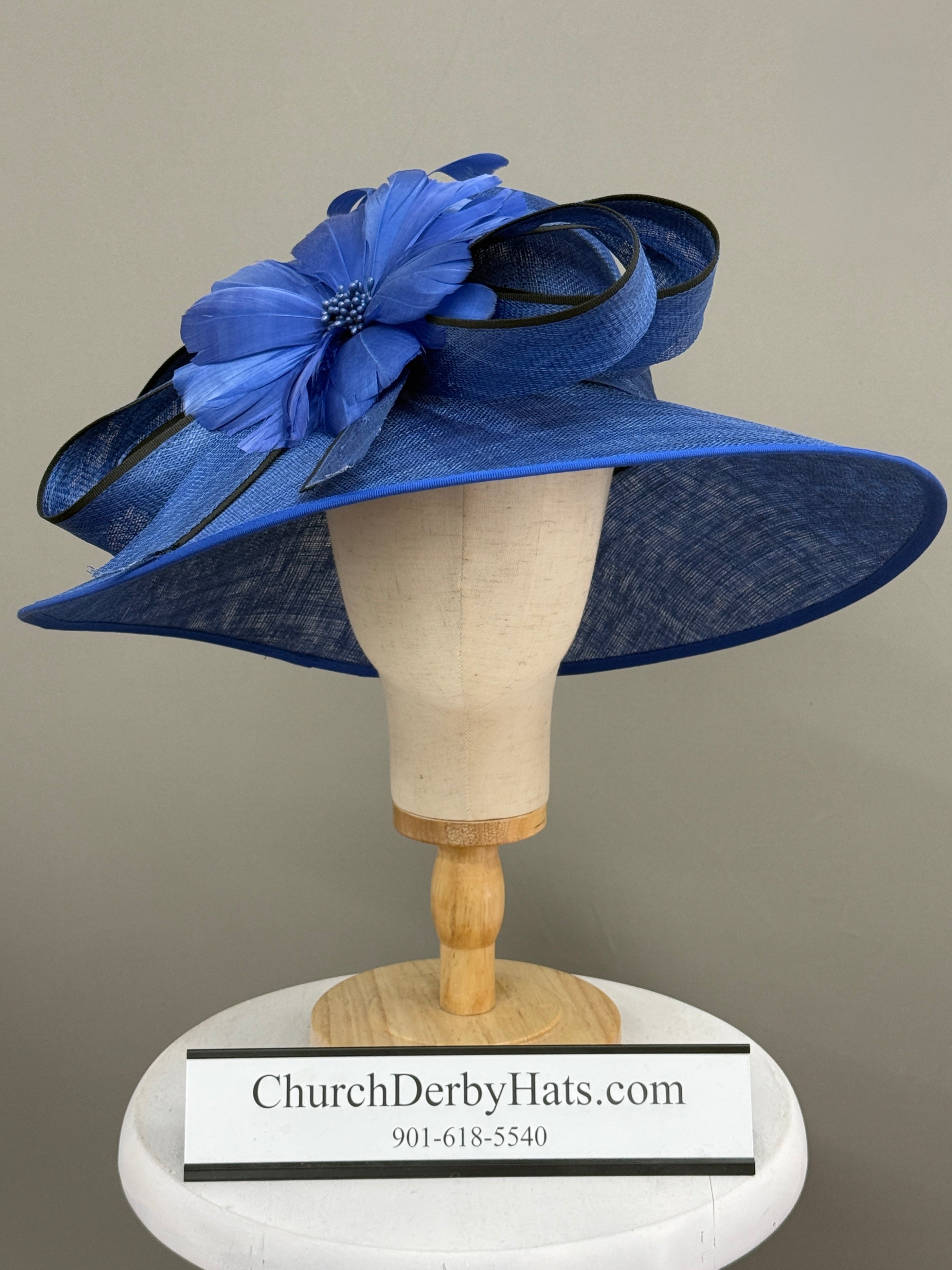 Royal Blue and Black - Church Derby Hat