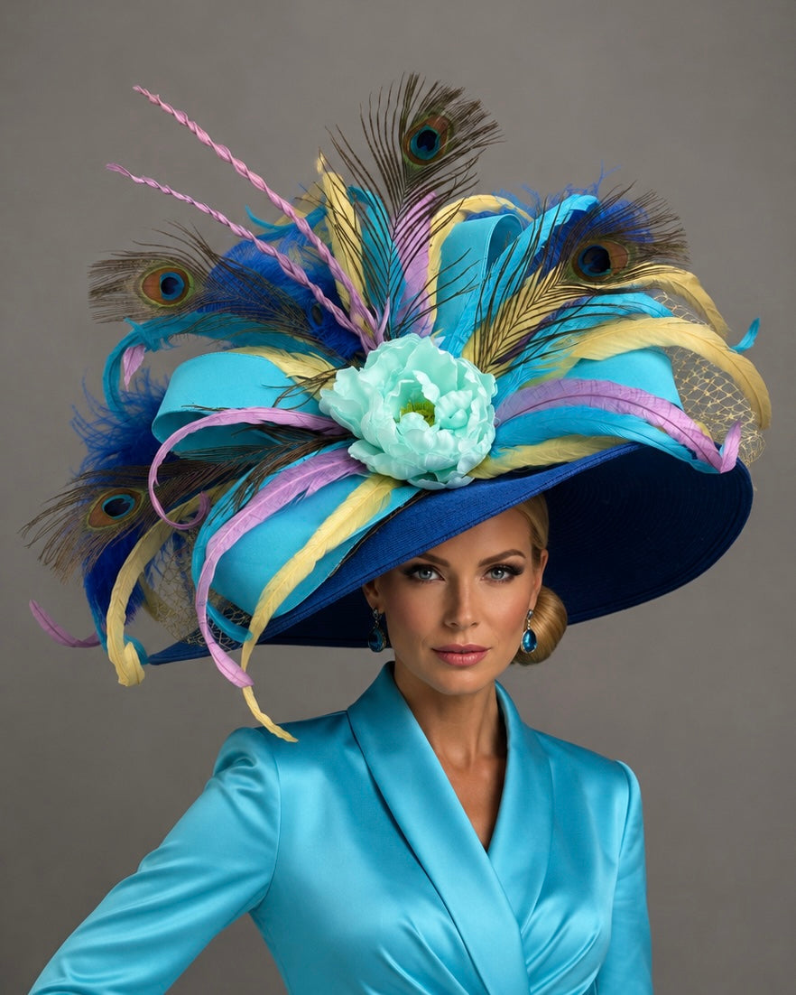 Tessa Turquoise - Kentucky Derby Hat - Church Hat