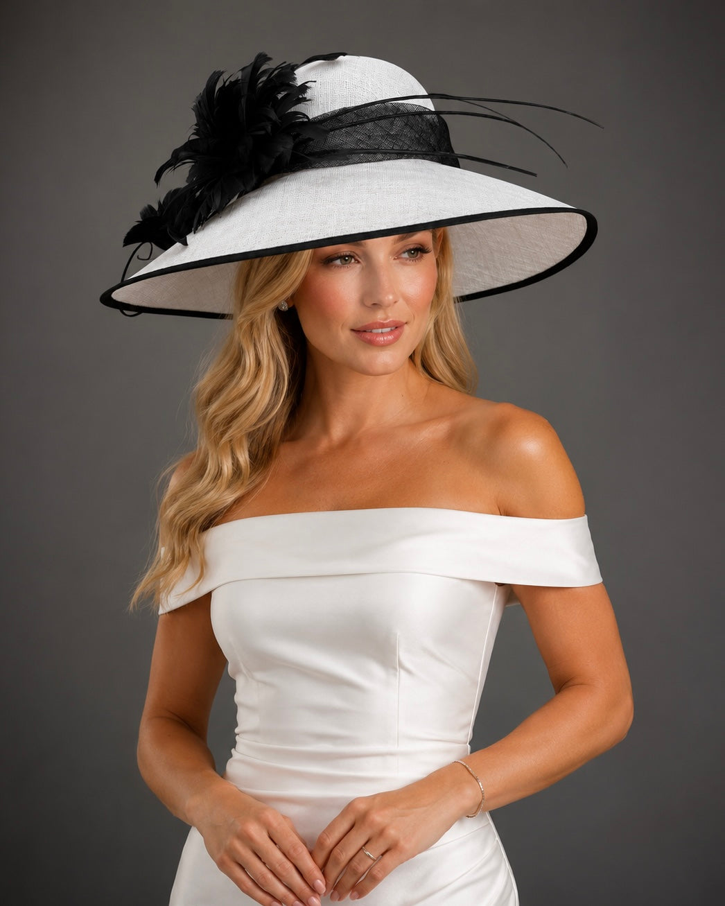 Audrey Black White Sinamay - Kentucky Derby Hat