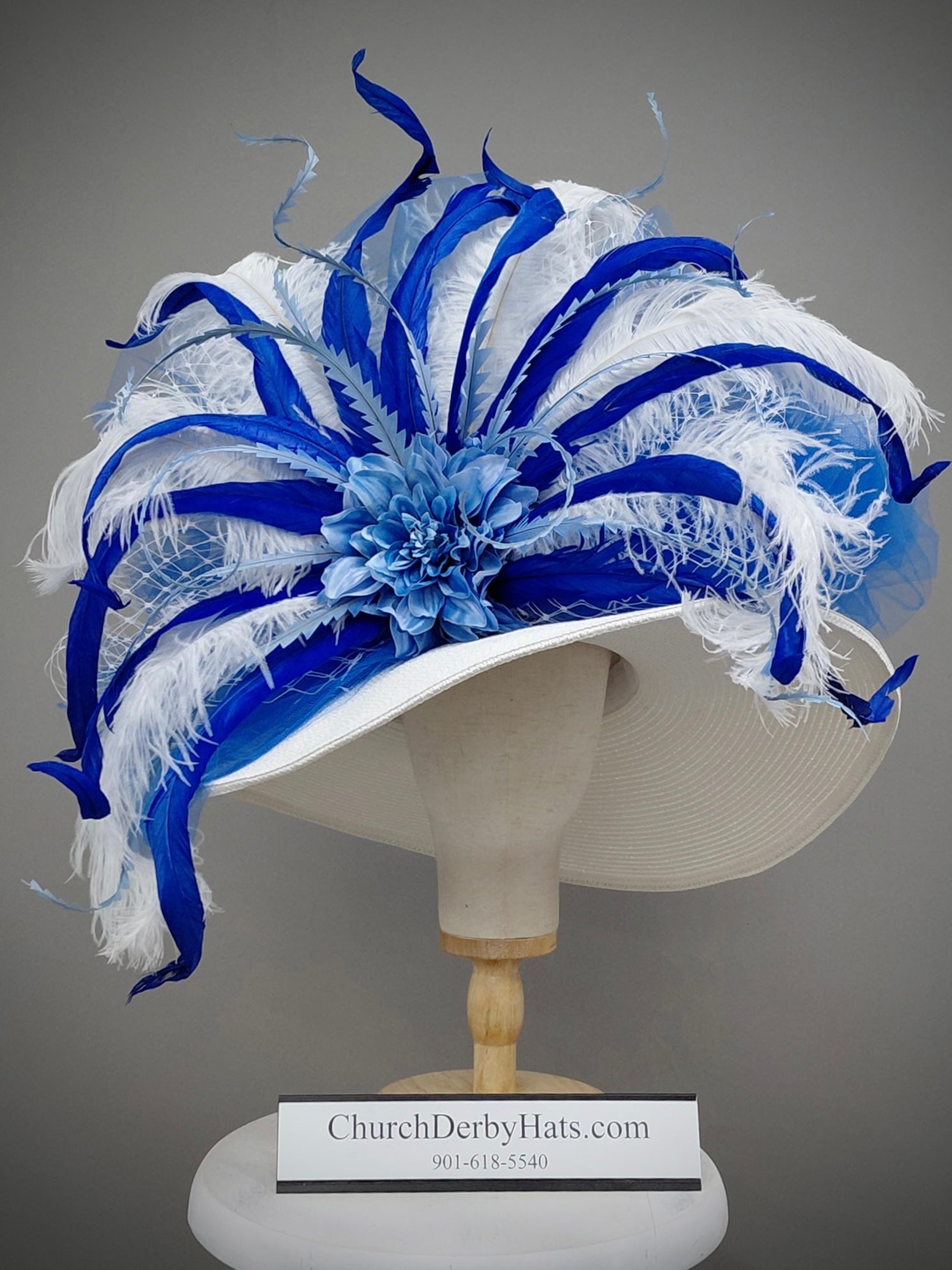 Irene Blue White - Kentucky Derby Hat