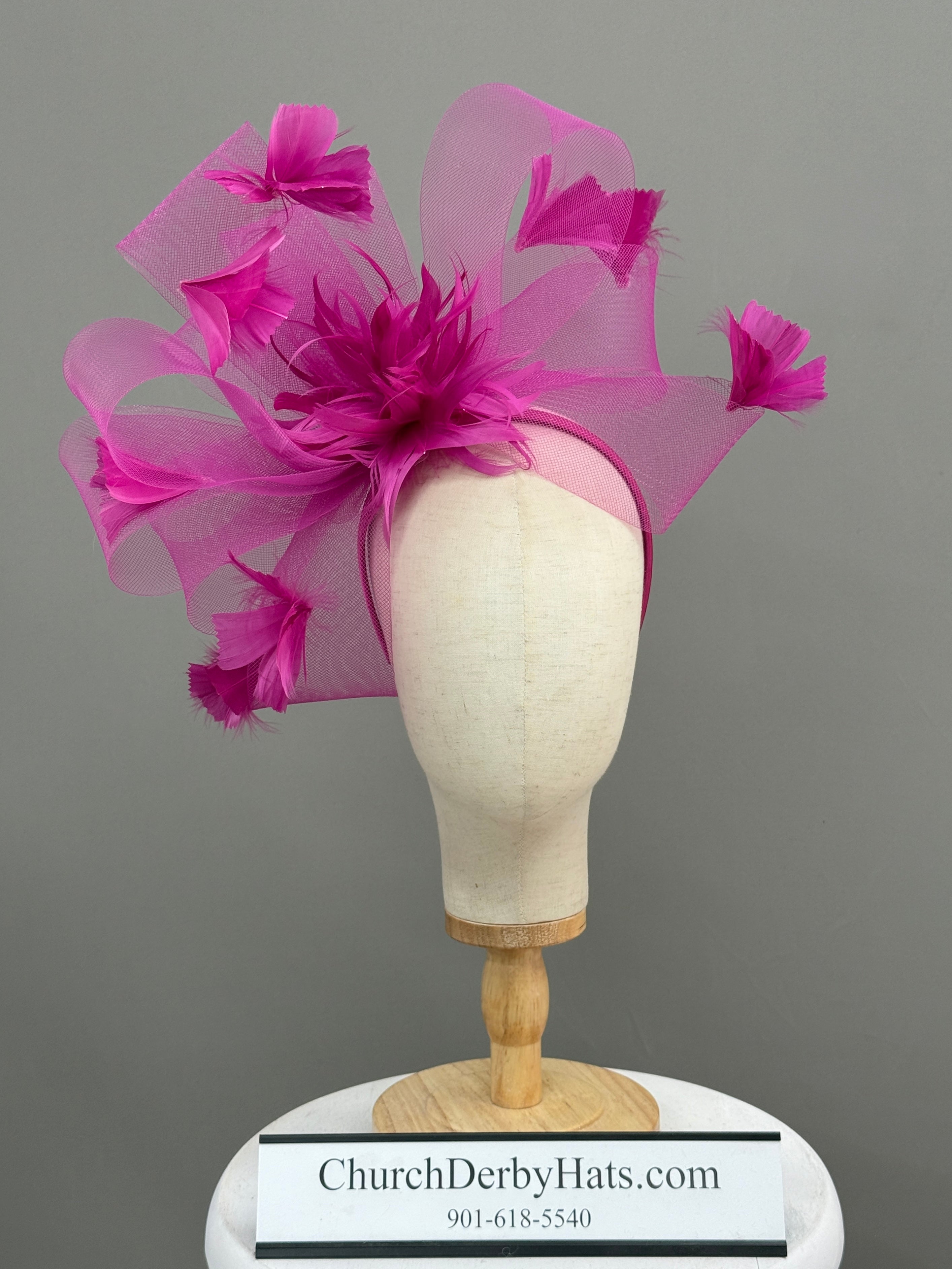Jannette Fuchsia Fascinator - Kentucky Derby Hat