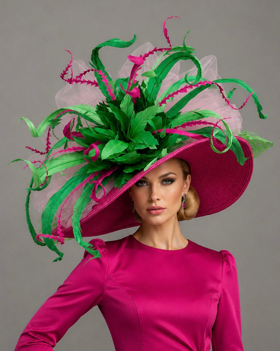 Bethany Pink Green - Kentucky Derby Hat