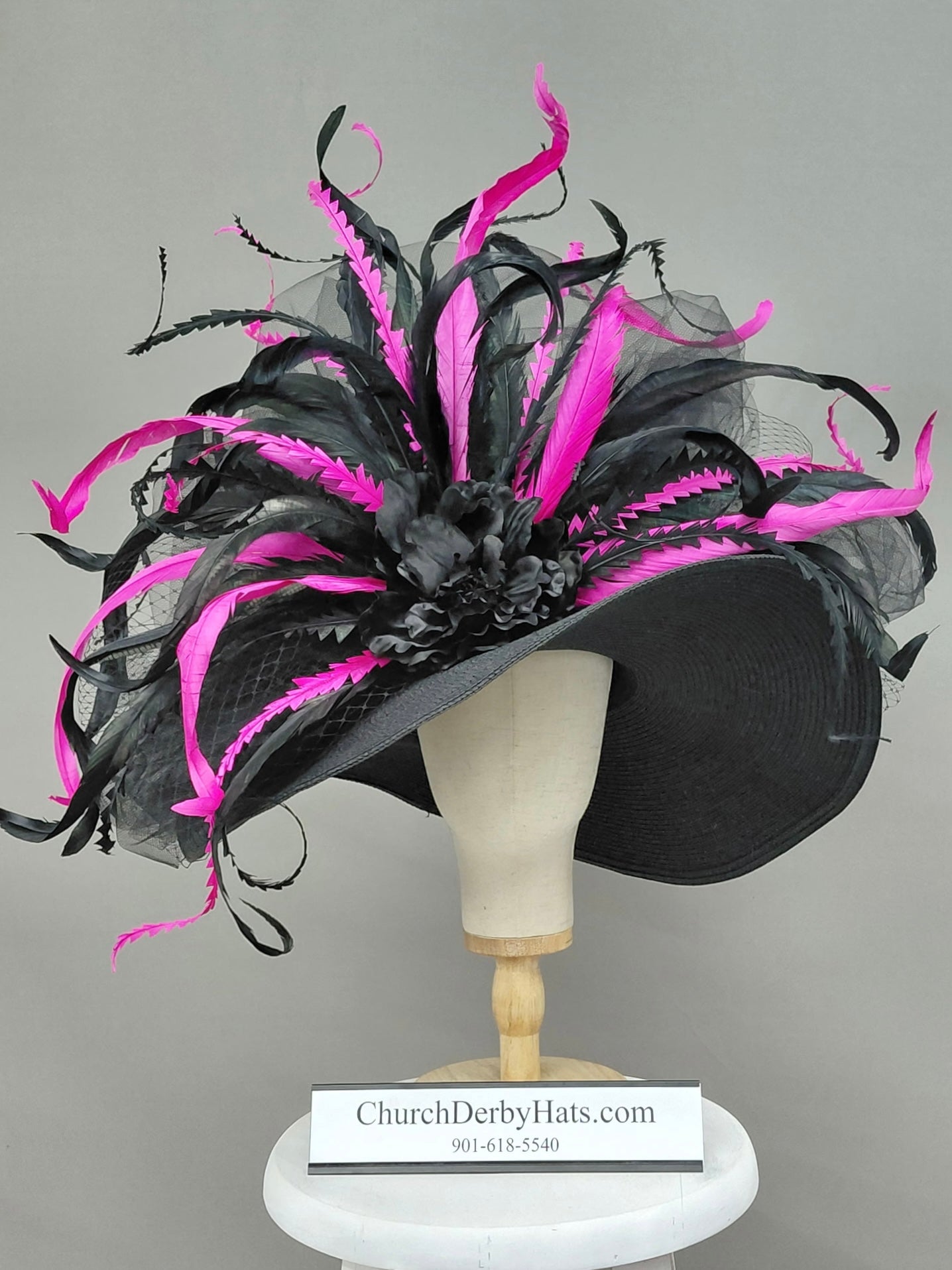 Olivia Black Pink - Kentucky Derby Hat