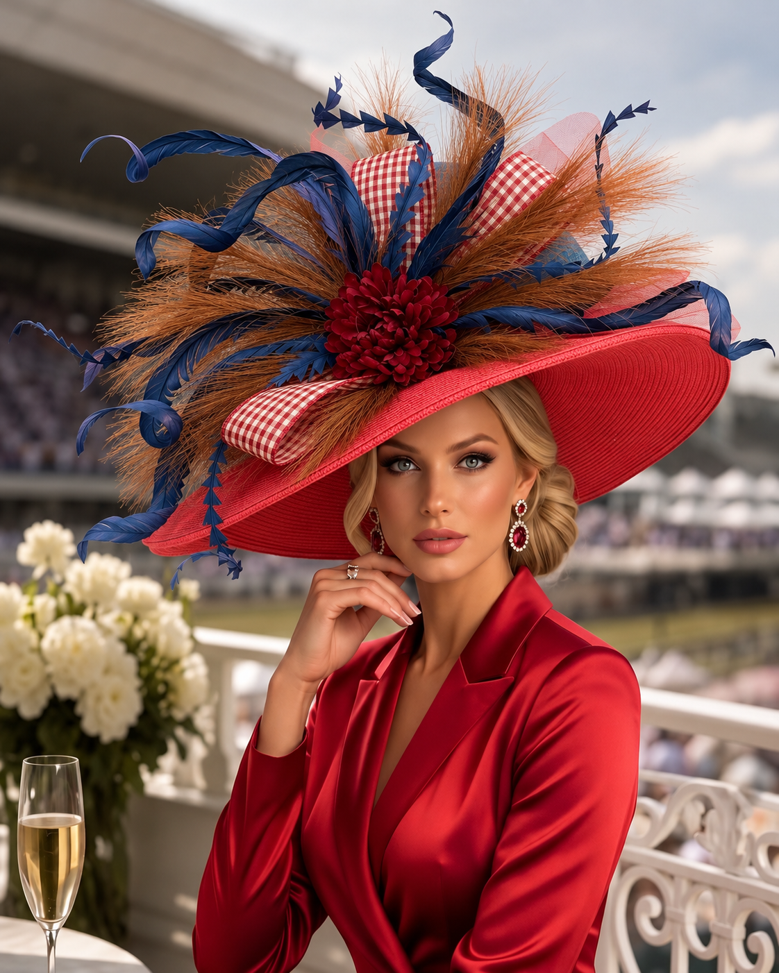 Bridget Red Blue - Kentucky Derby Hat