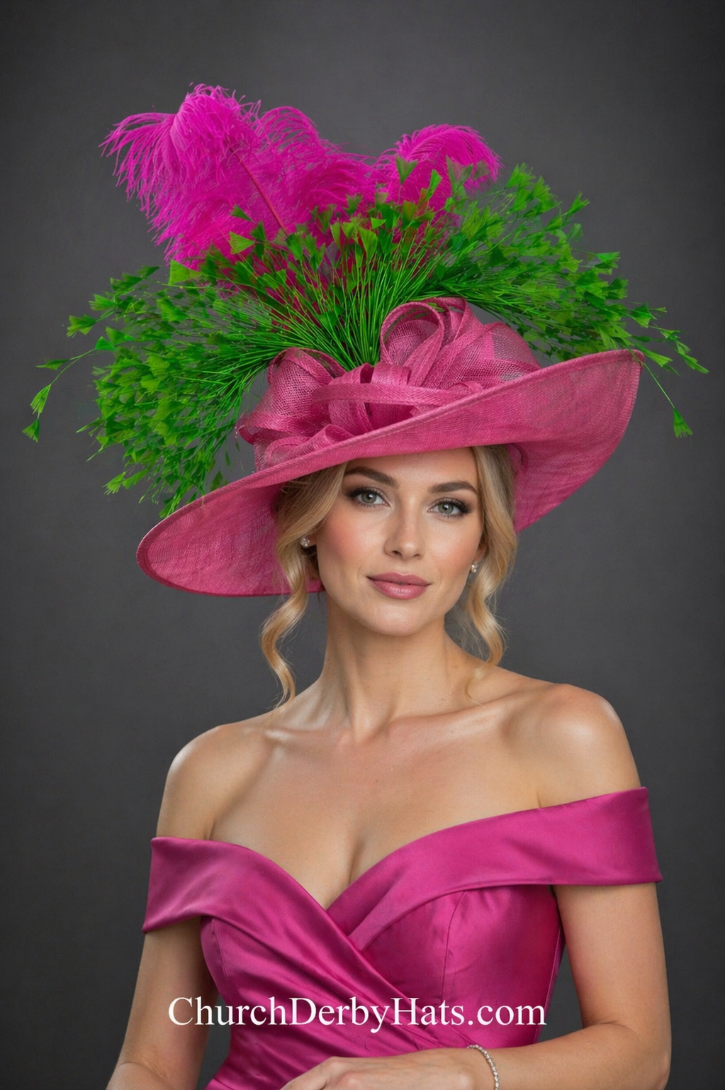 Jessica Pink Green - Kentucky Derby Hat