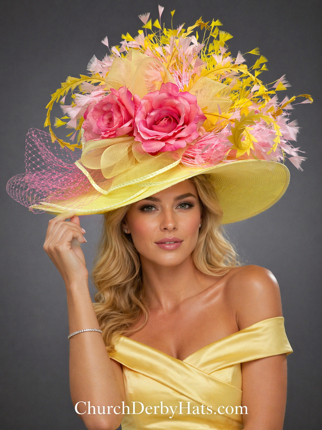 Double Rose - Kentucky Derby Hat