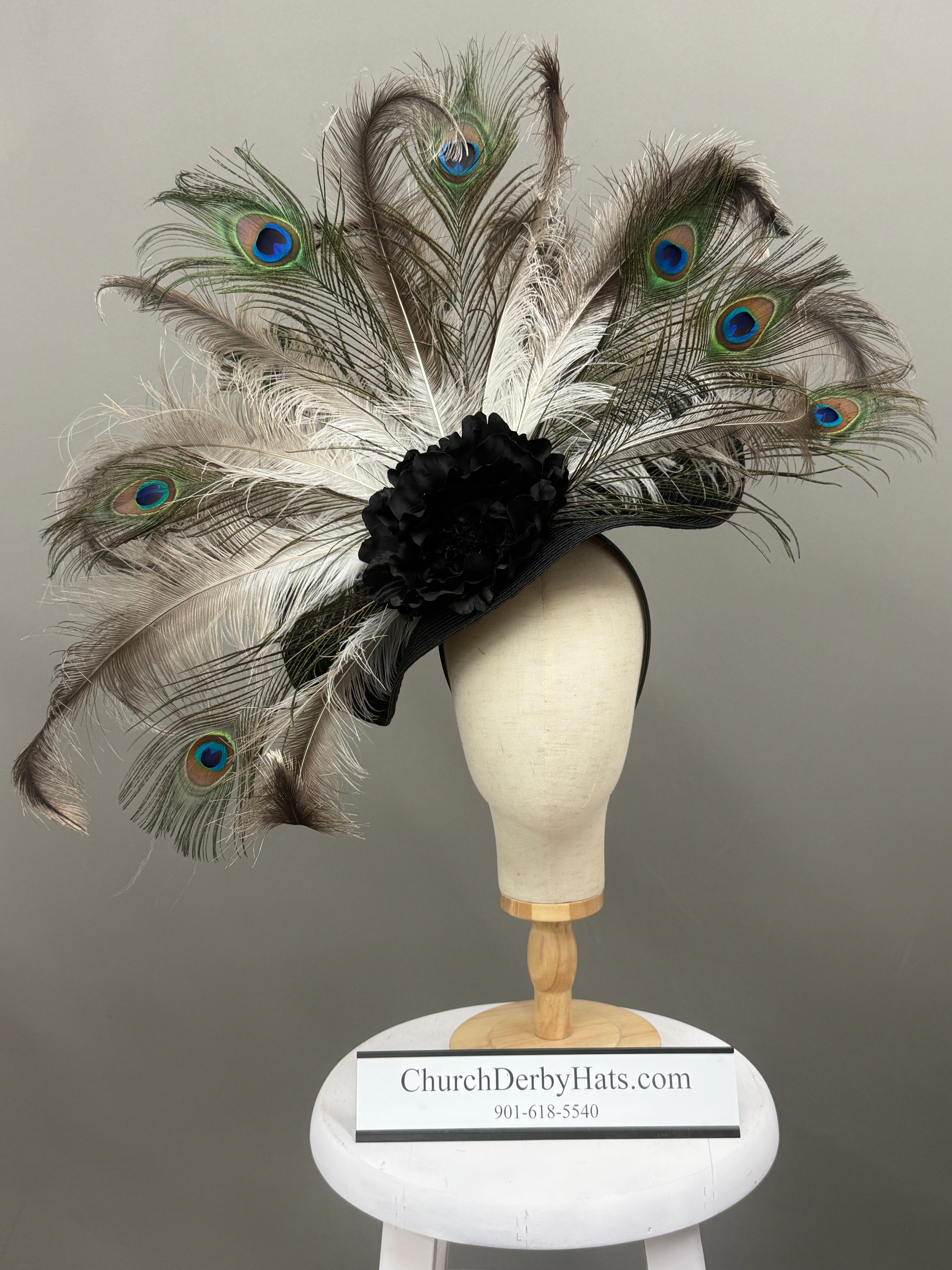 Black Peacock - Kentucky Derby Fascinator Hat
