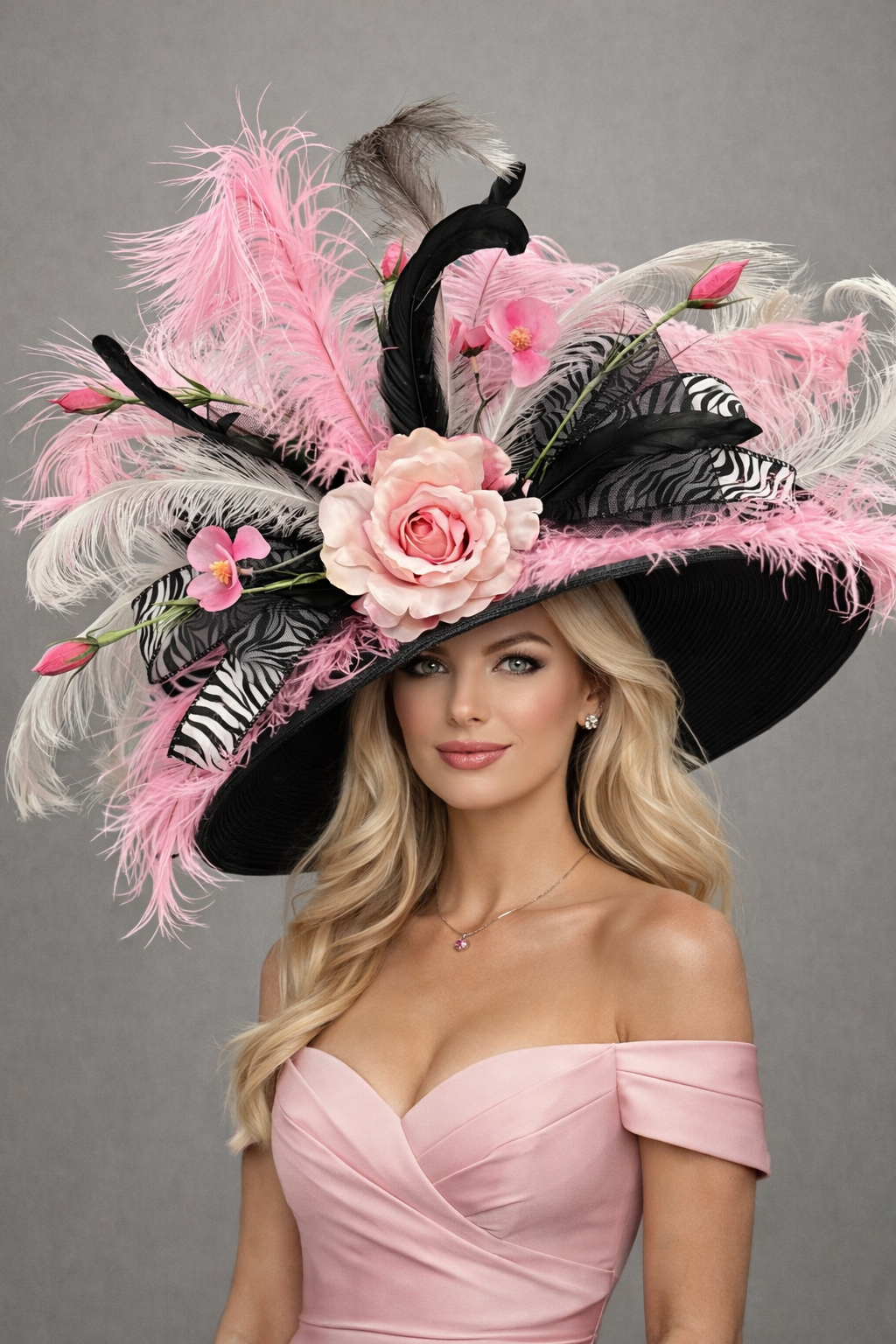 Katalina Black Pink - Kentucky Derby Hat