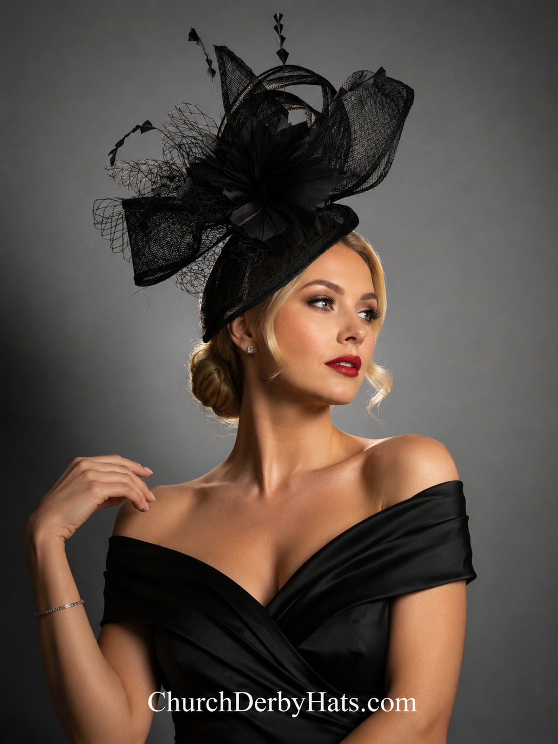 Old Hollywood Fascinator Black - Kentucky Derby Hat