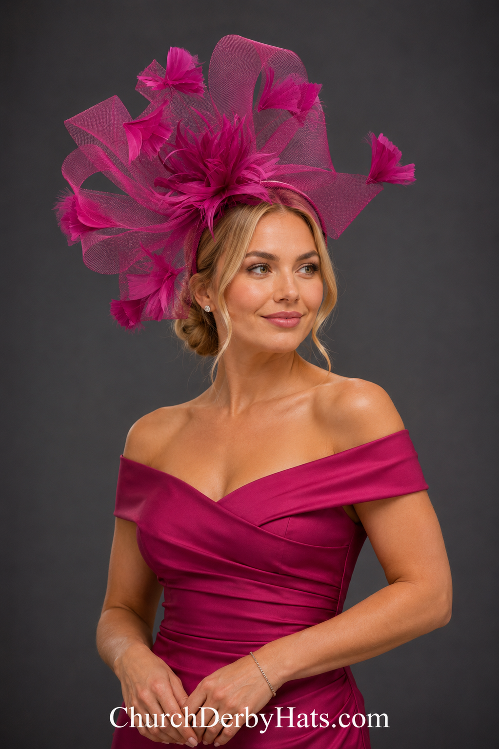 Jannette Fuchsia Fascinator - Kentucky Derby Hat