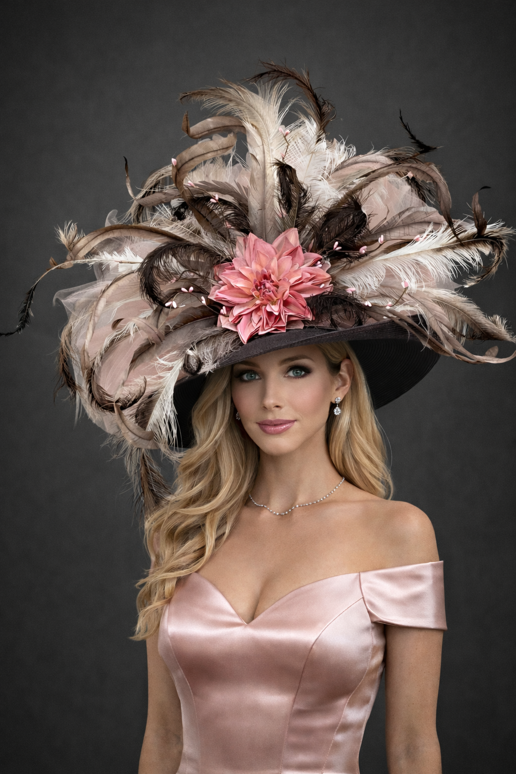 Pricilla - Kentucky Derby Hat Brown Pink