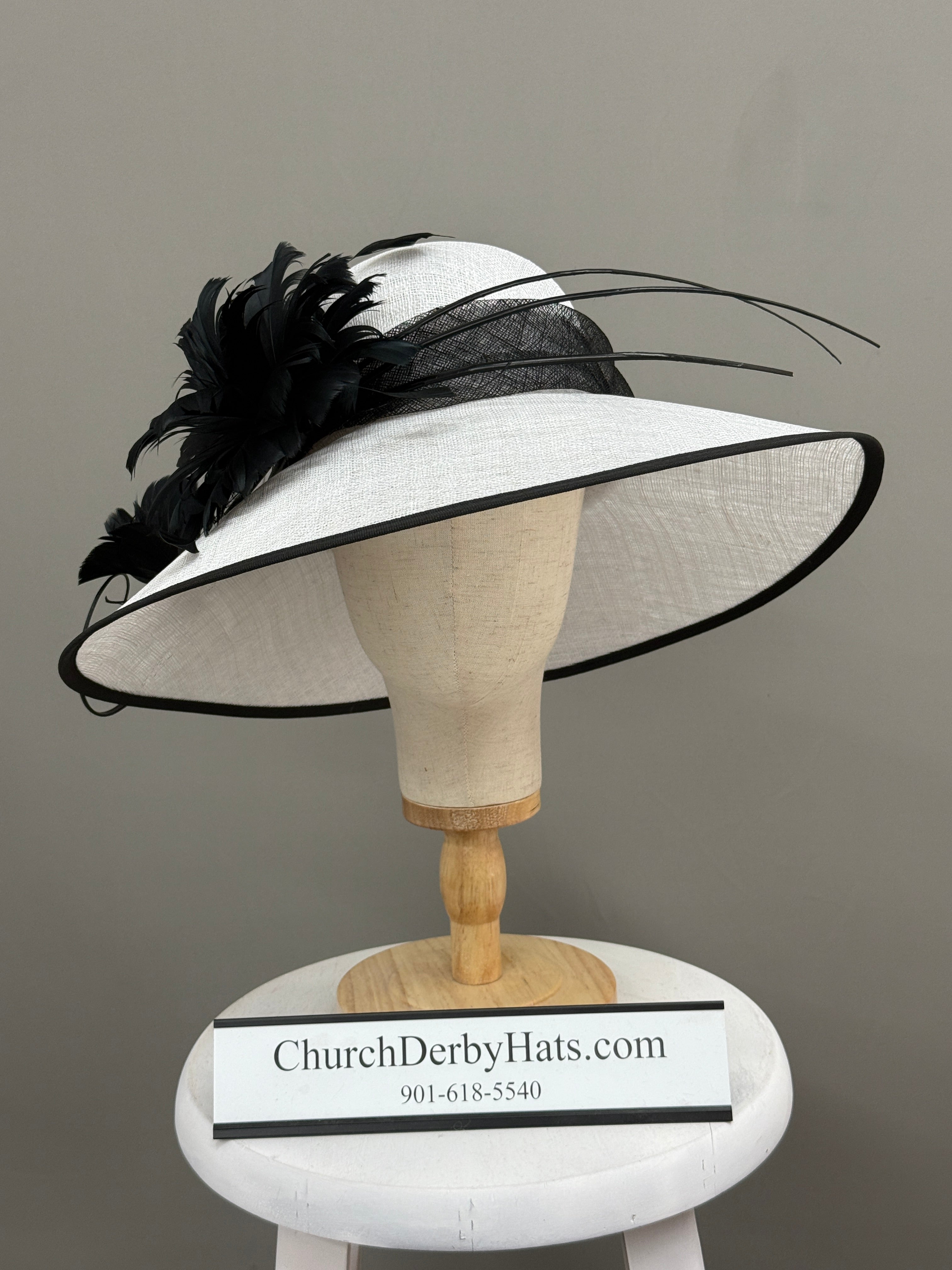 Audrey Black White Sinamay - Kentucky Derby Hat