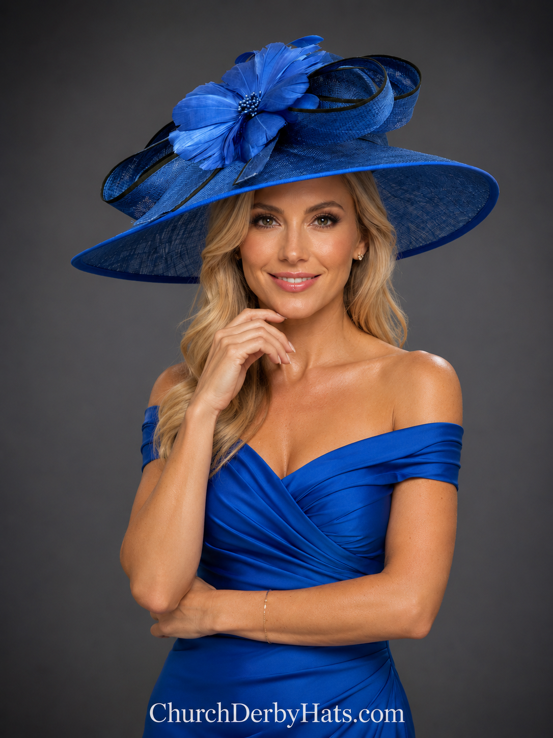 Royal Blue and Black - Church Derby Hat